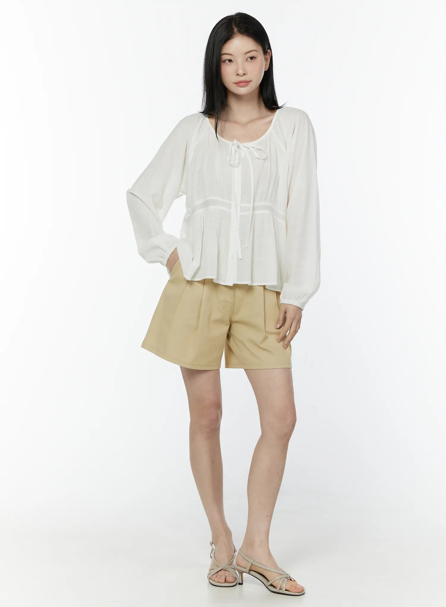 Shirred Balloon Sleeve Blouse IU505 - Image 7