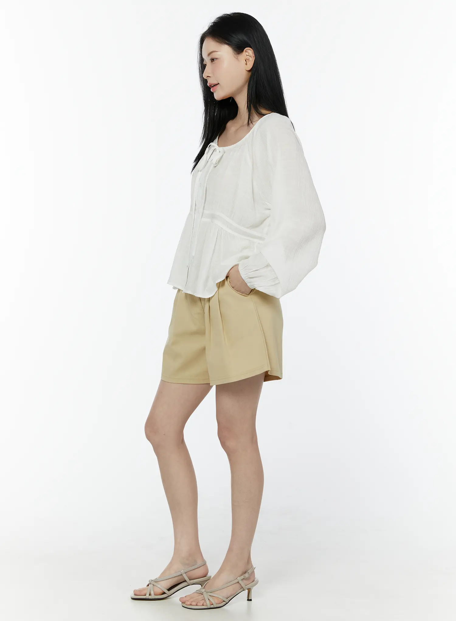 Shirred Balloon Sleeve Blouse IU505 - Image 8