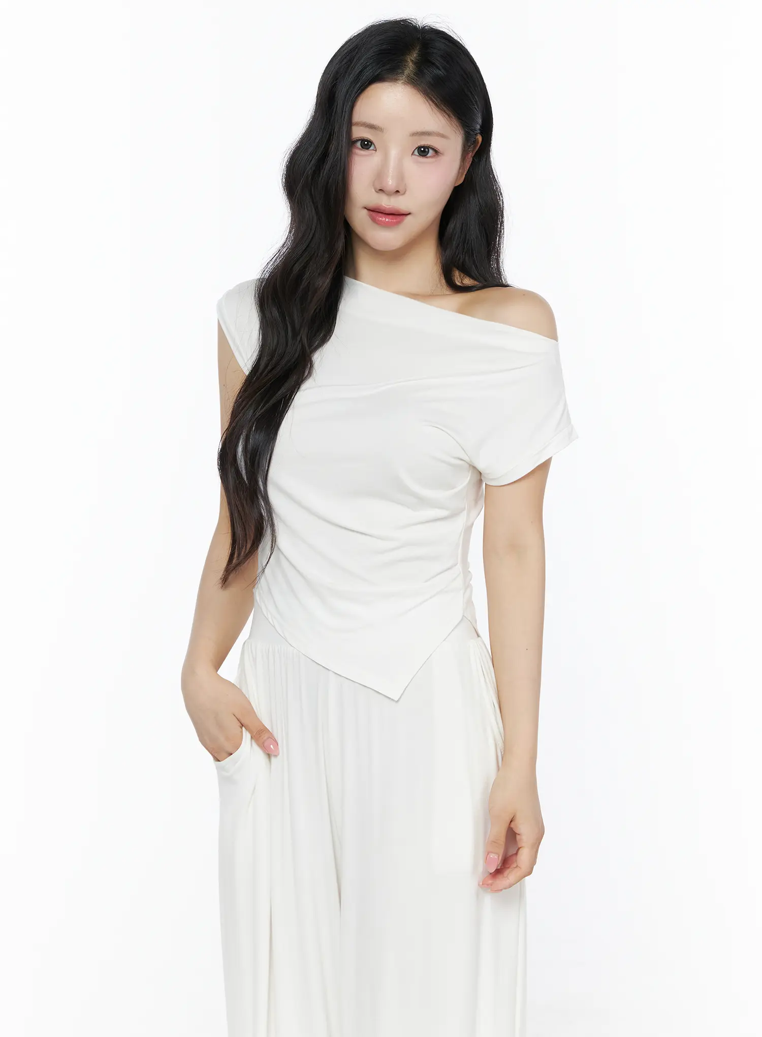 Shirred Boat Neck Tee and Sweatpants Set IU525 - Image 3