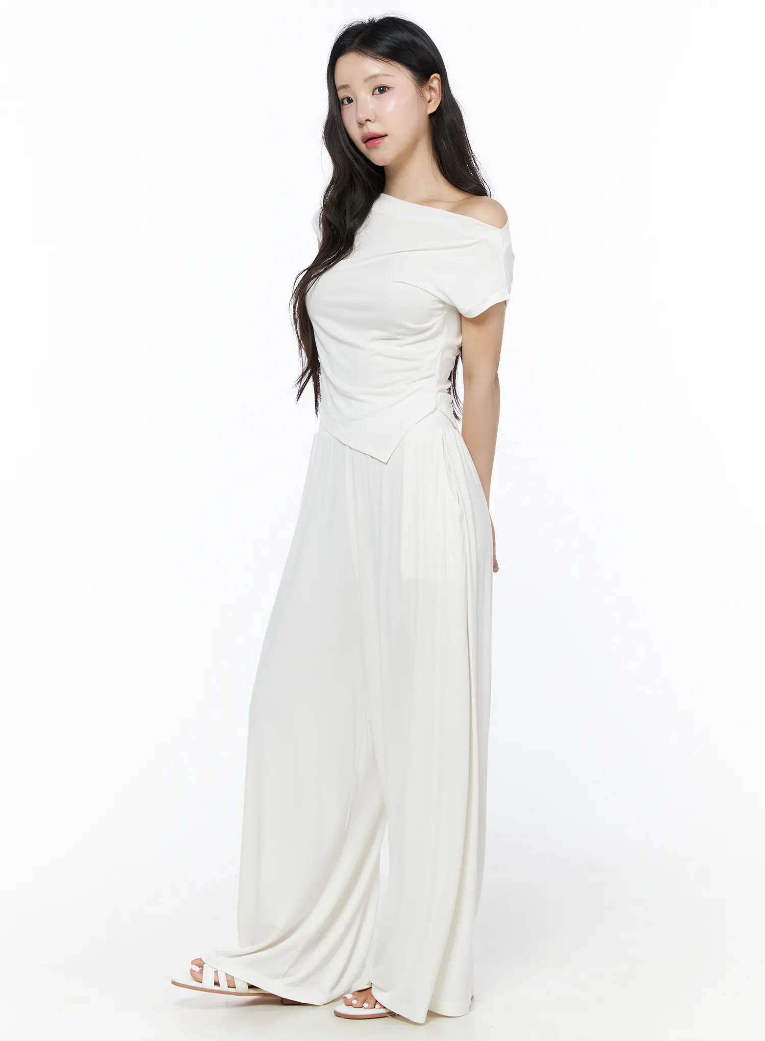Shirred Boat Neck Tee and Sweatpants Set IU525 - Image 8