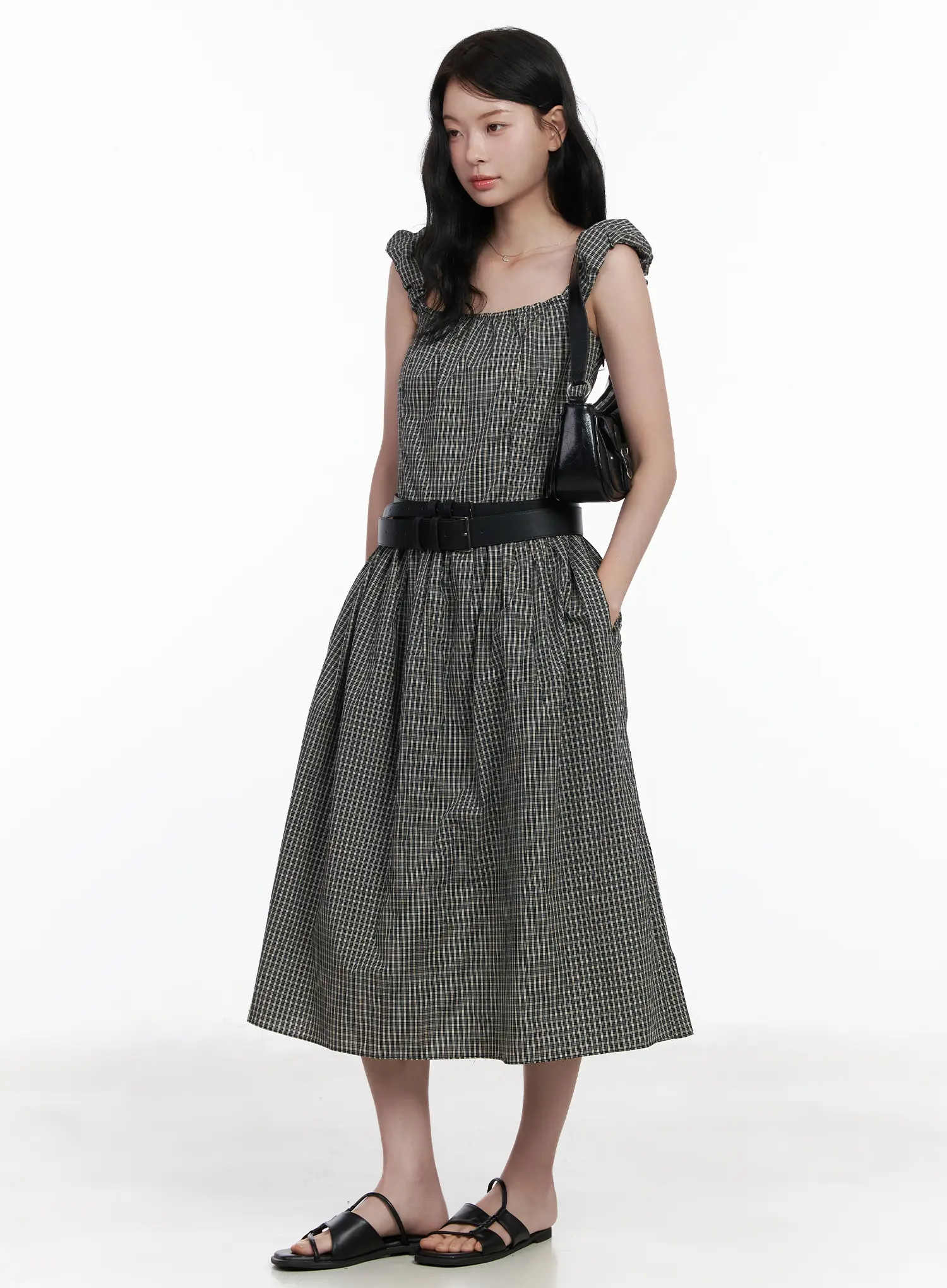Shirred Flare Midi Dress CA509 - Image 3