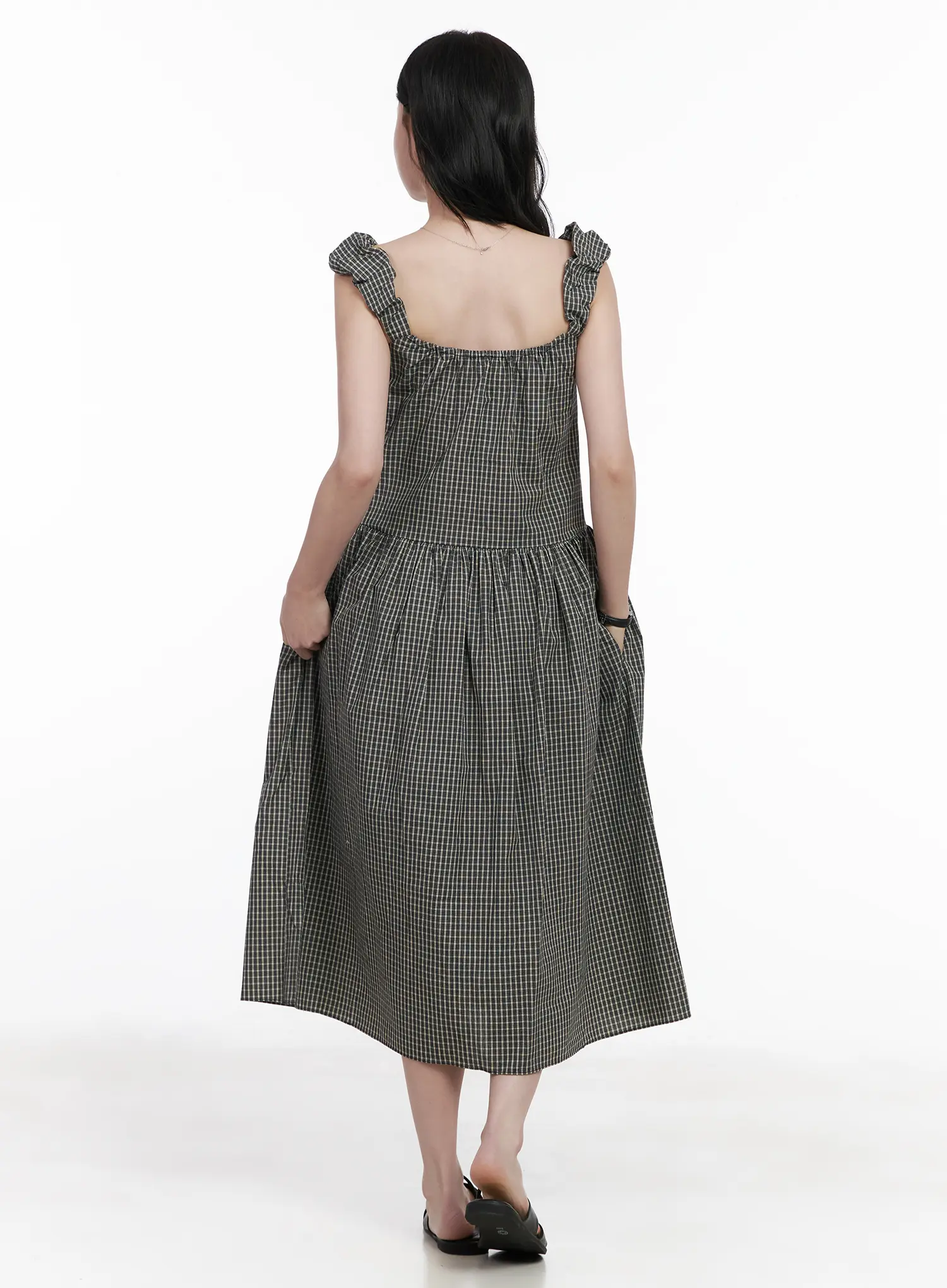 Shirred Flare Midi Dress CA509 - Image 7