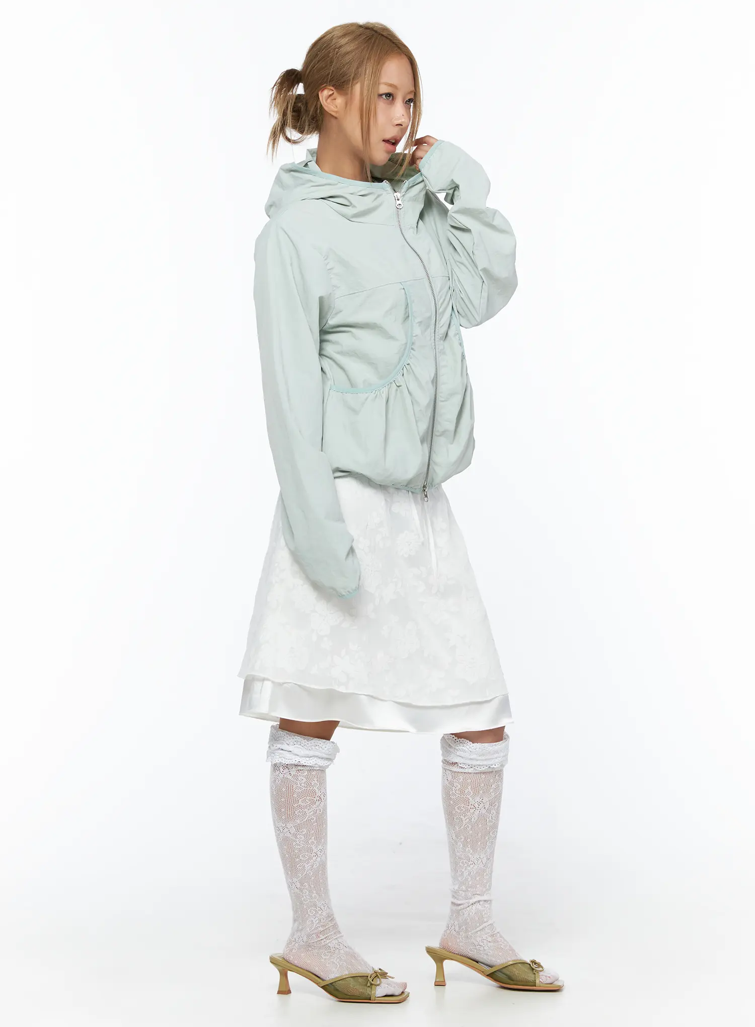 Shirred Hooded Windbreaker CU523 - Image 4