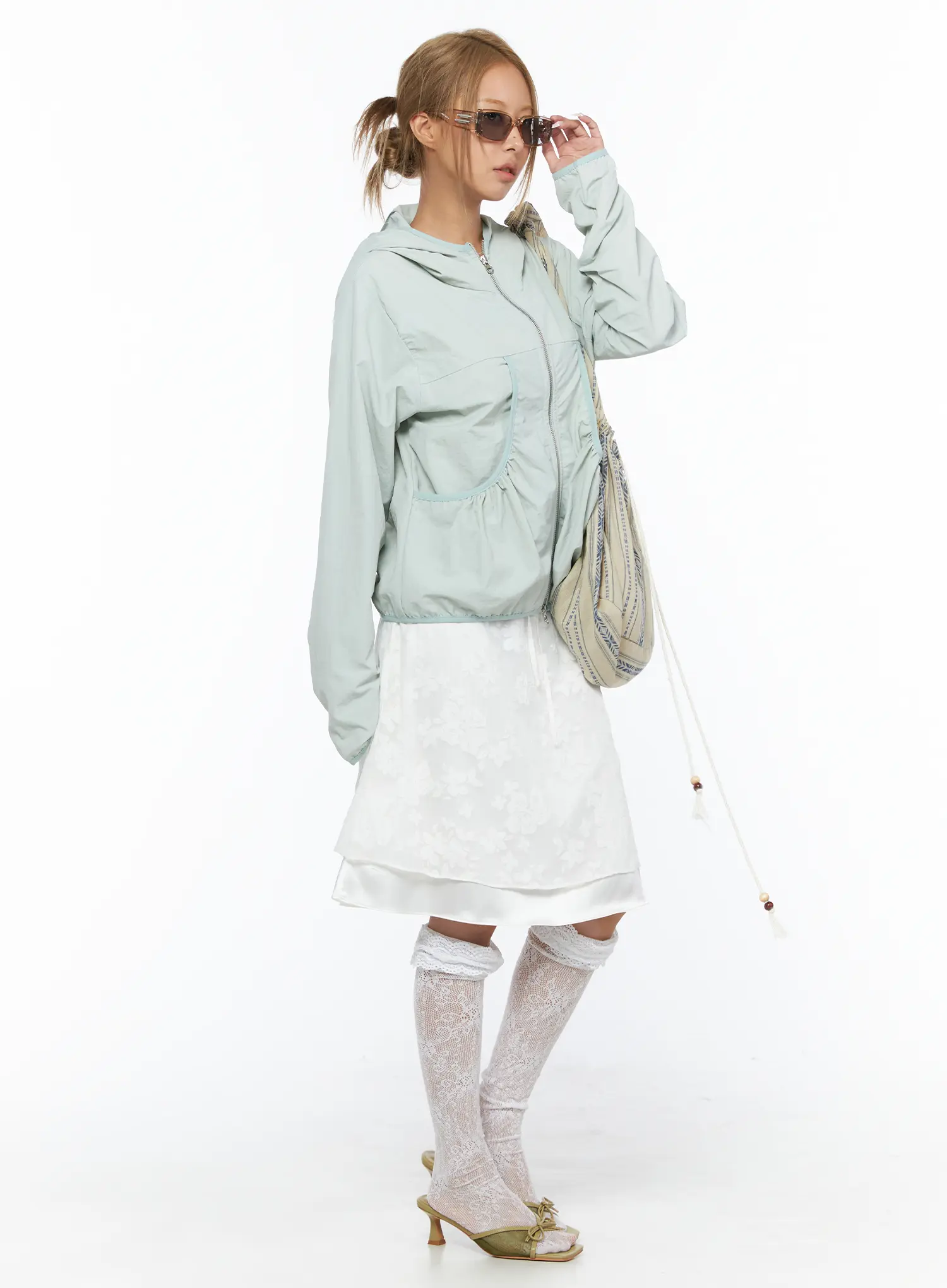 Shirred Hooded Windbreaker CU523 - Image 9