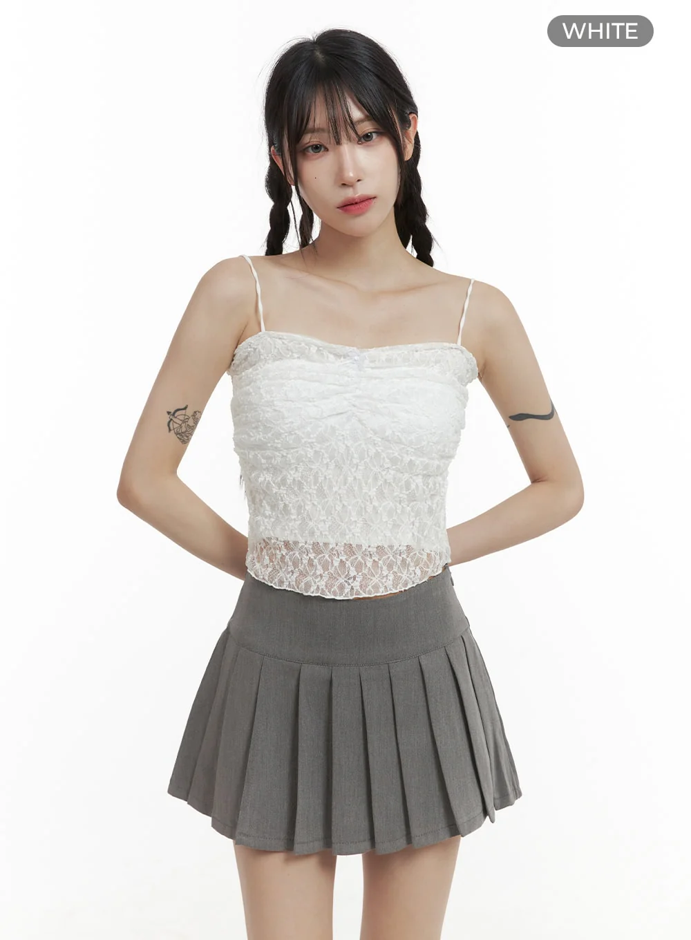 Shirred Lace Crop Cami Top OA425 - Image 6
