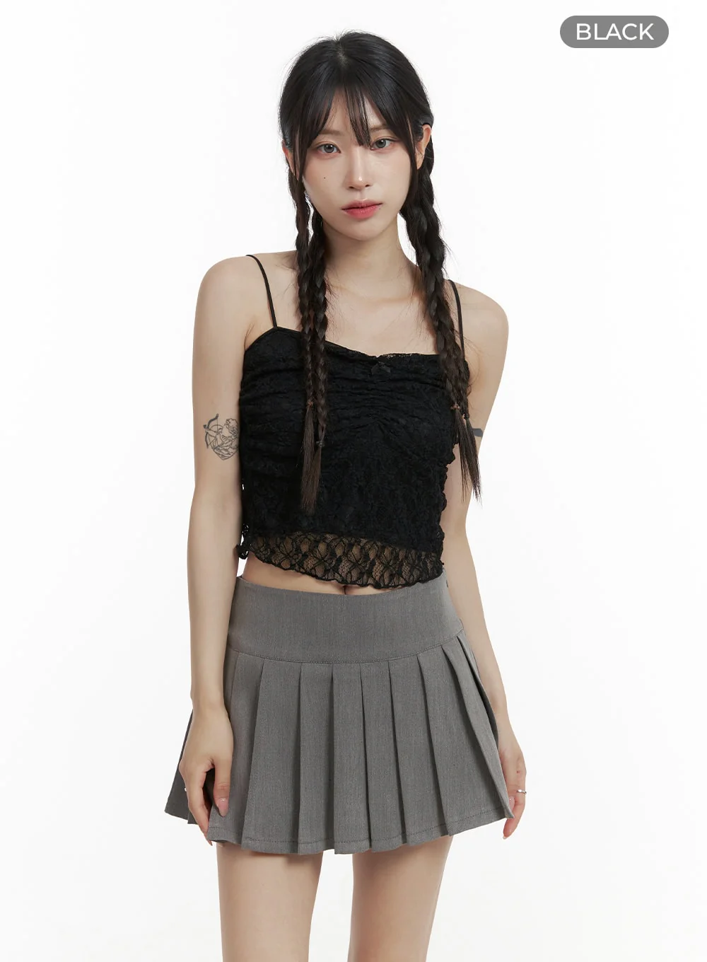 Shirred Lace Crop Cami Top OA425 - Image 7