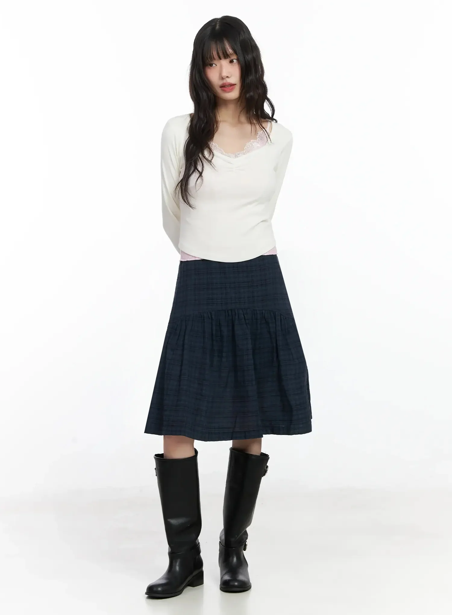 Shirred Neck Long Sleeve Top IF505 - Image 7