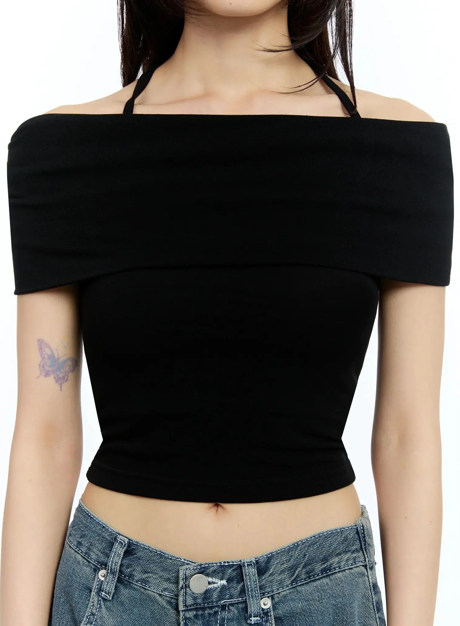 Shirred Off-Shoulder Short-Sleeve Tee IU525 - Image 4