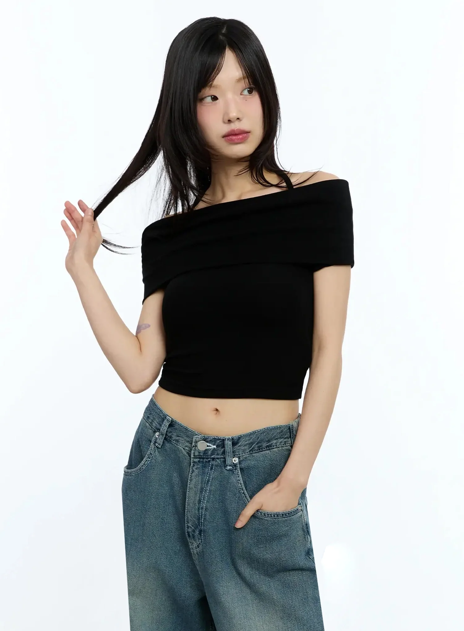Shirred Off-Shoulder Short-Sleeve Tee IU525 - Image 8