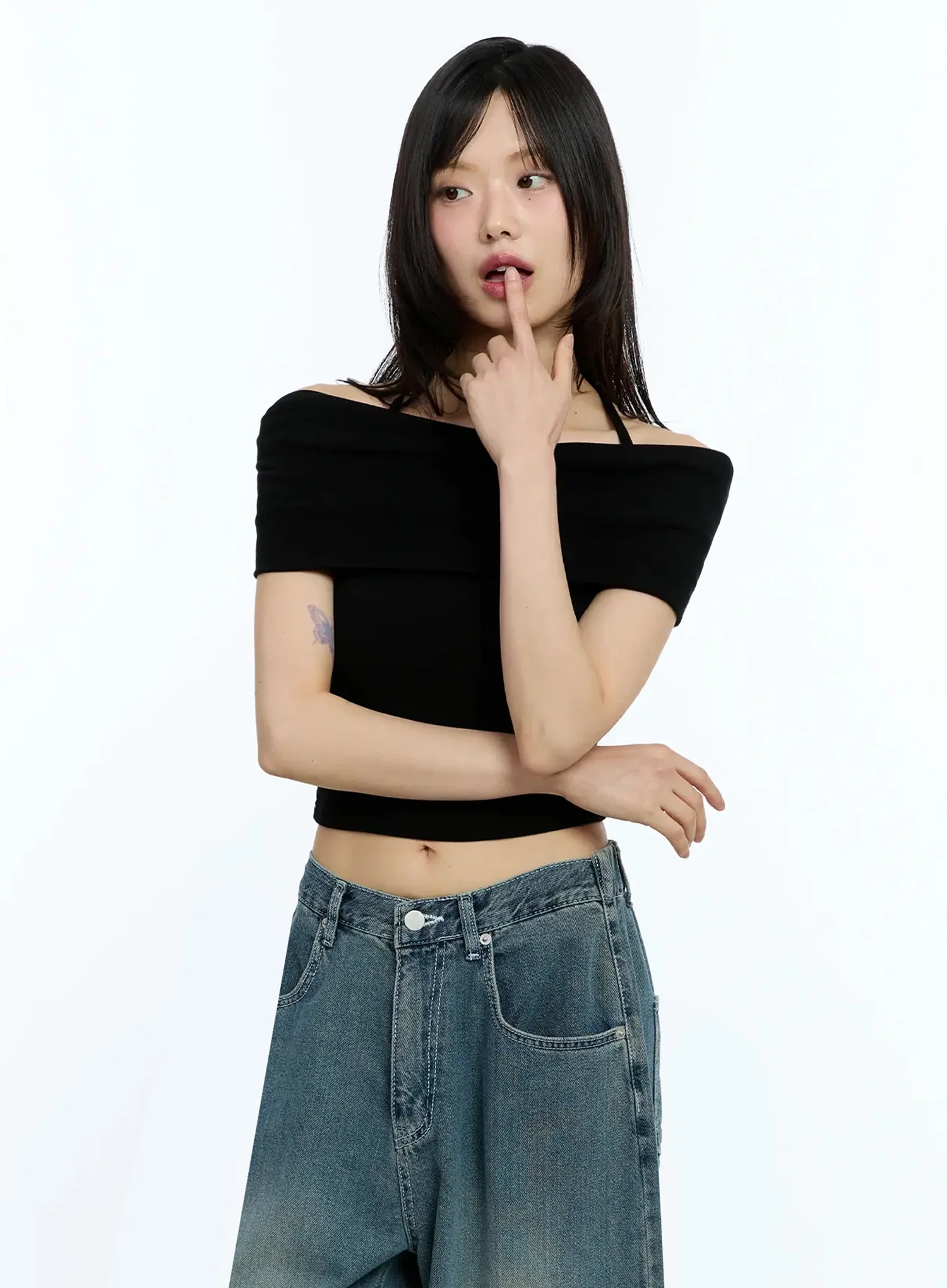 Shirred Off-Shoulder Short-Sleeve Tee IU525 - Image 9