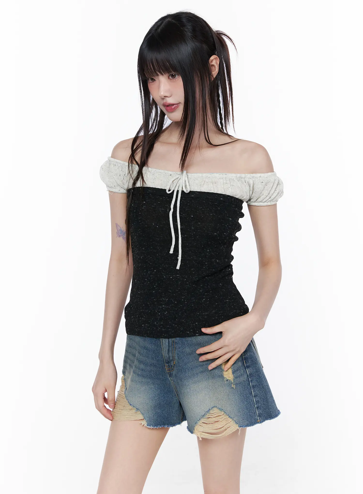 Shirred Off-Shoulder Top CU519 - Image 2