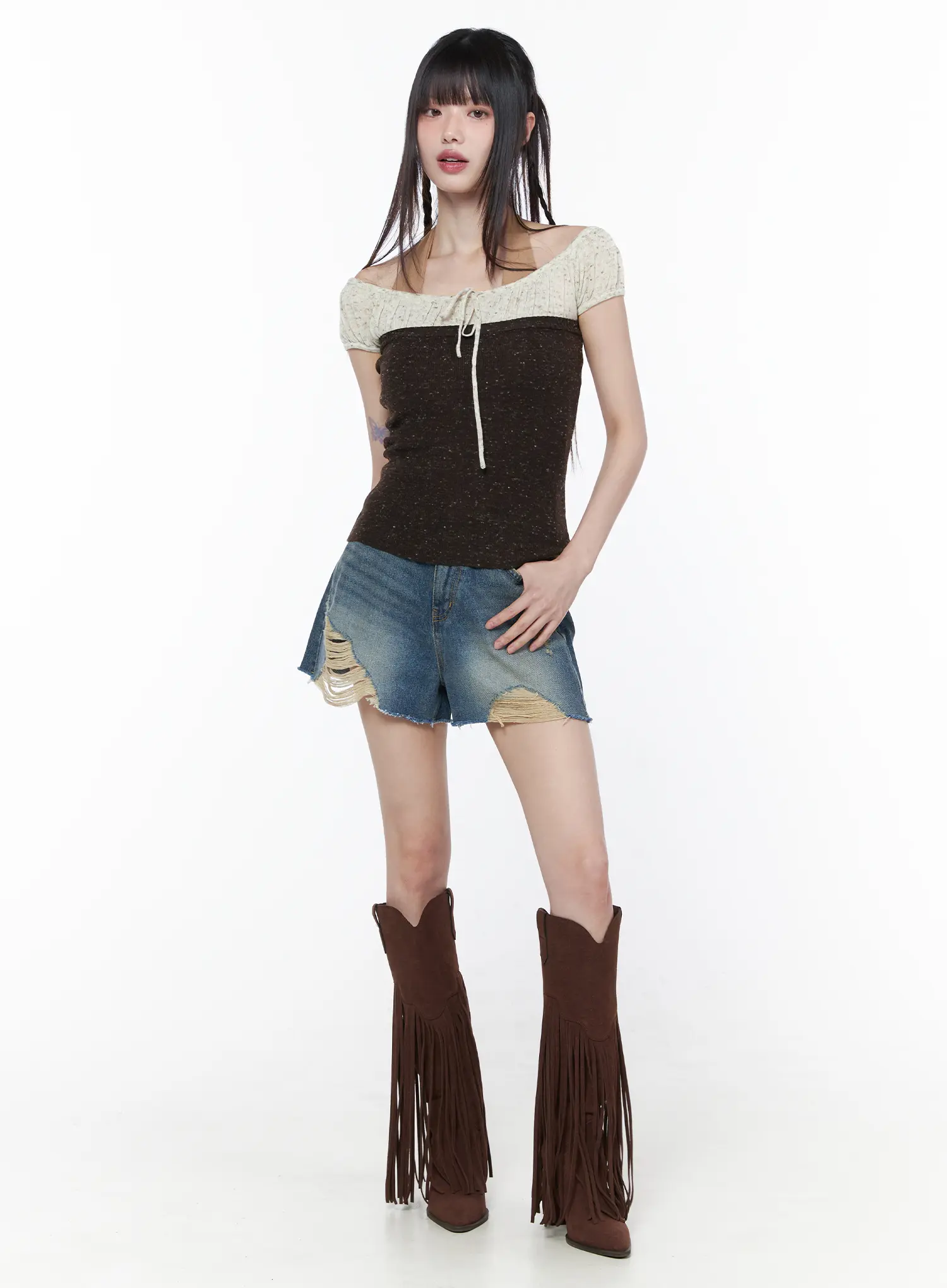 Shirred Off-Shoulder Top CU519 - Image 3