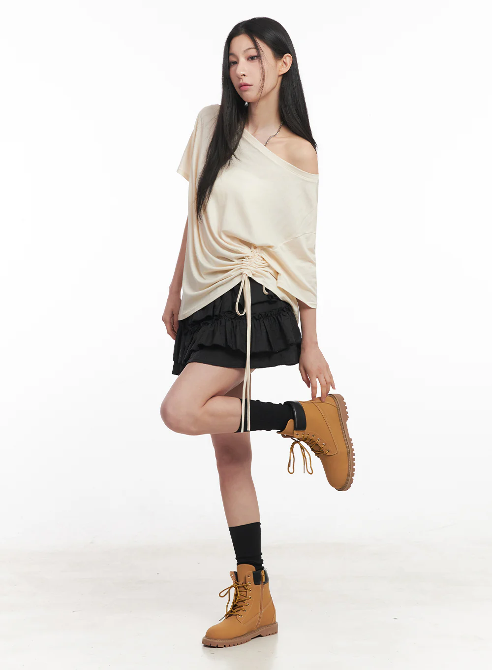 Shirred One-Shoulder Top IY516 - Image 3