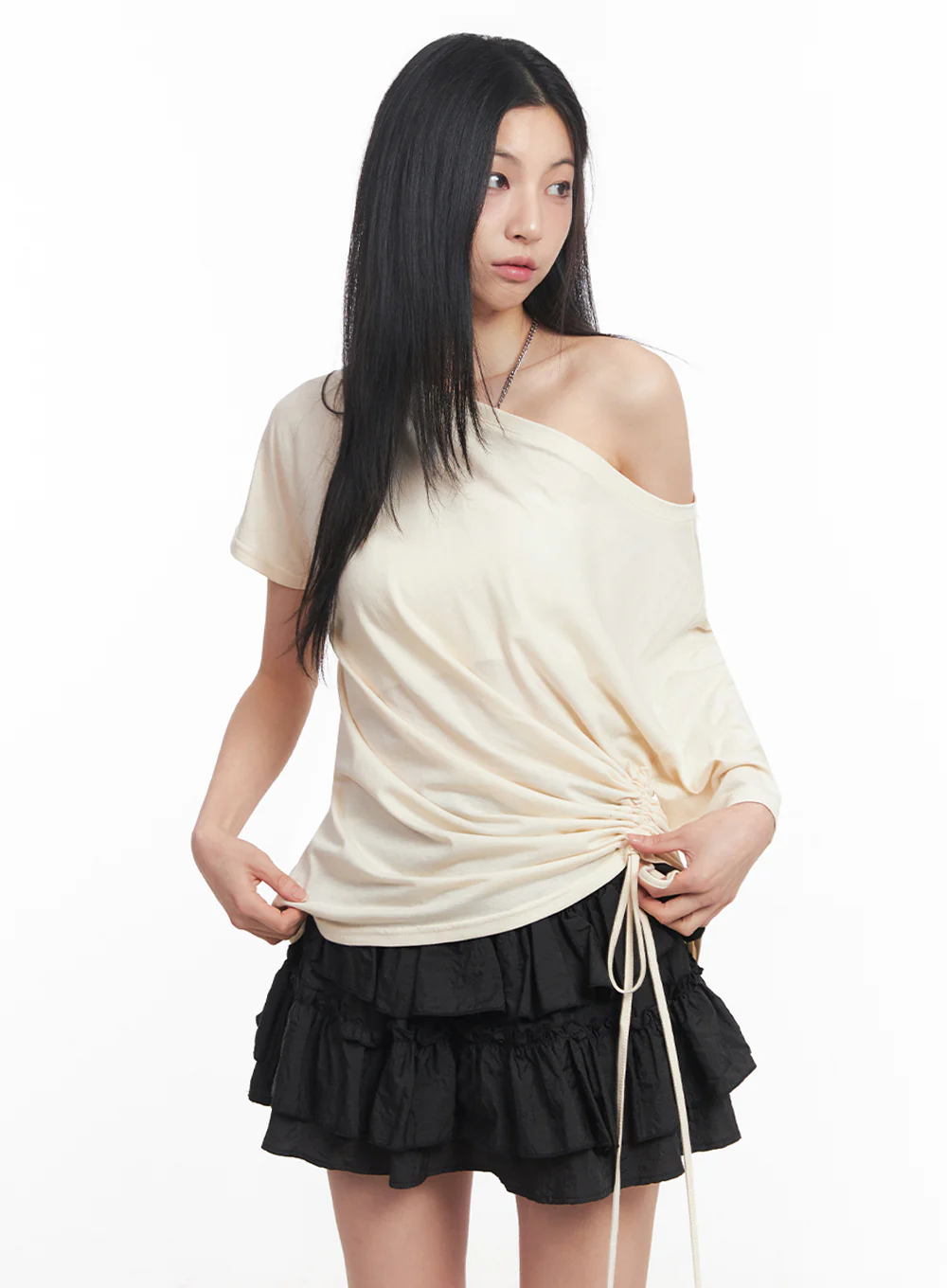 Shirred One-Shoulder Top IY516 - Image 7