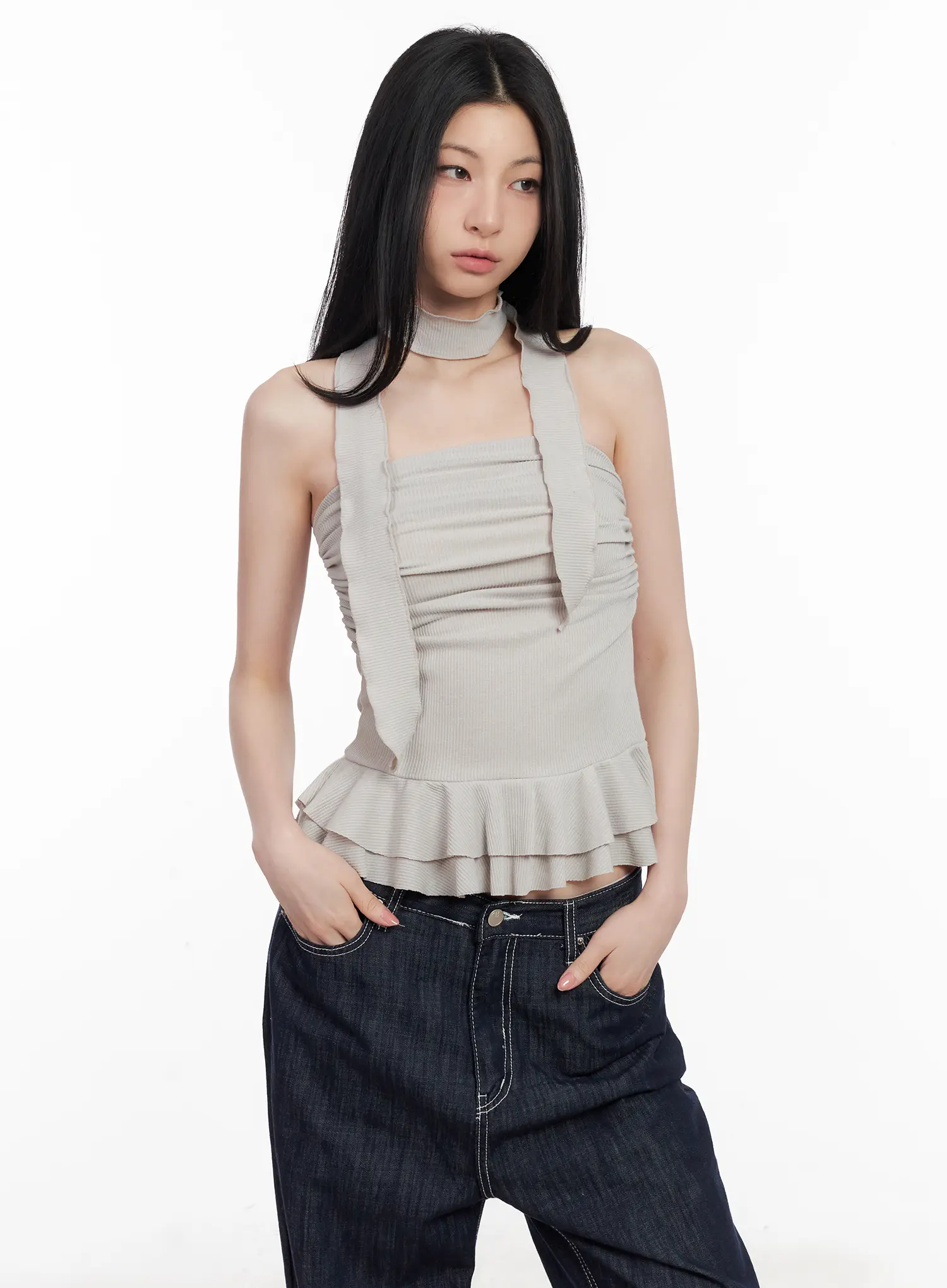 Shirred Ruffle Tube Top and Scarf Set CL501 - Image 10