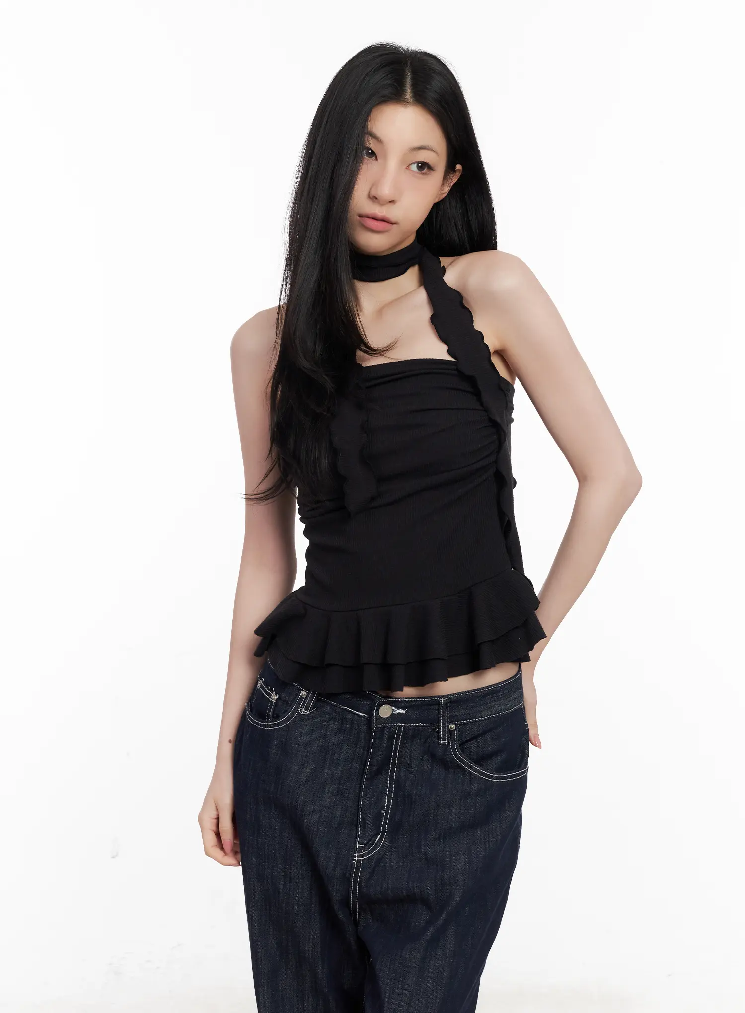 Shirred Ruffle Tube Top and Scarf Set CL501 - Image 9