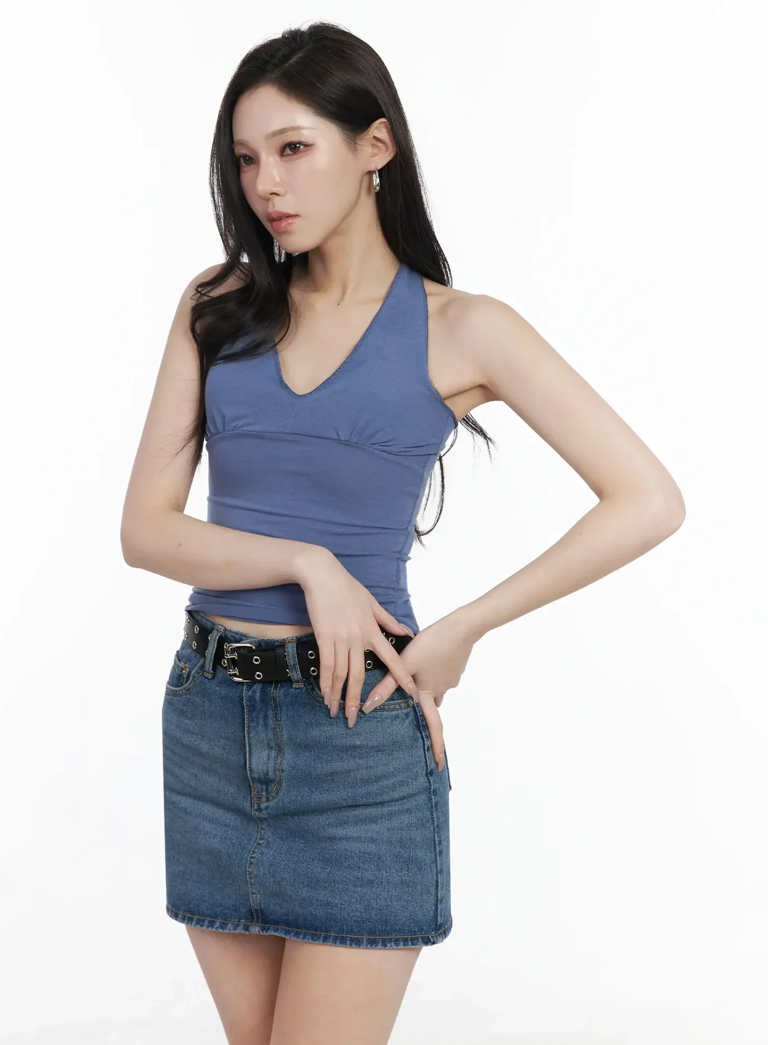 Shirred Sleeveless Halter Neck Tank Top IJ528 - Image 15