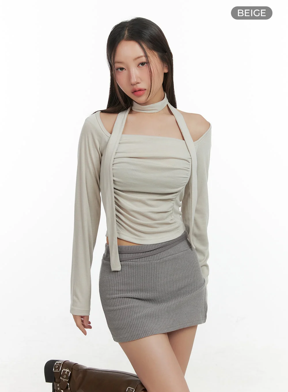 Shirred Square Neck Crop Top CO417 - Image 8