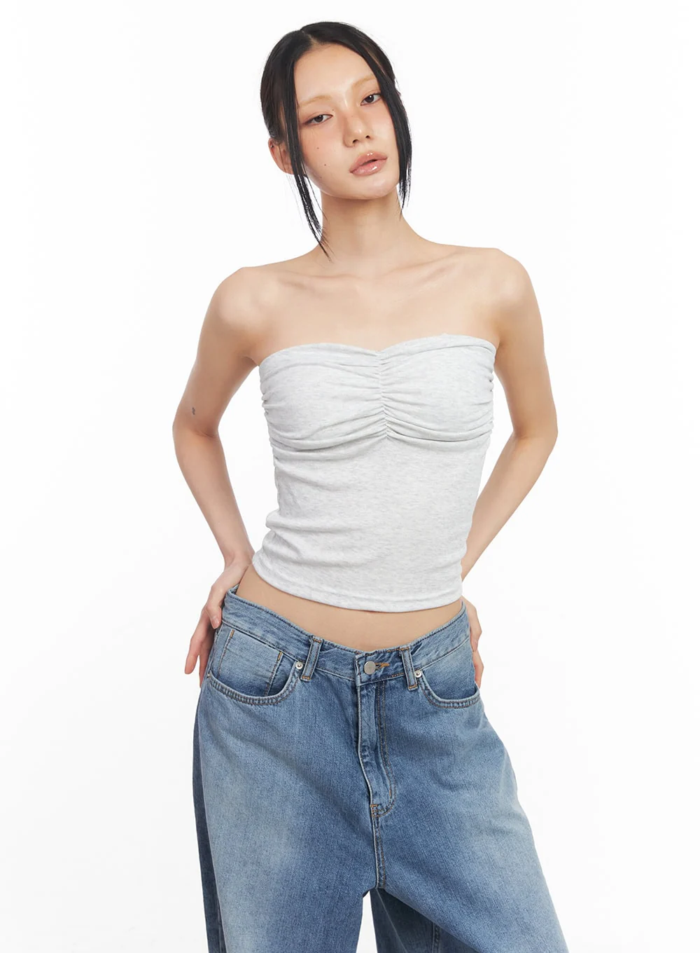 Shirring Padded Tube Top CY528