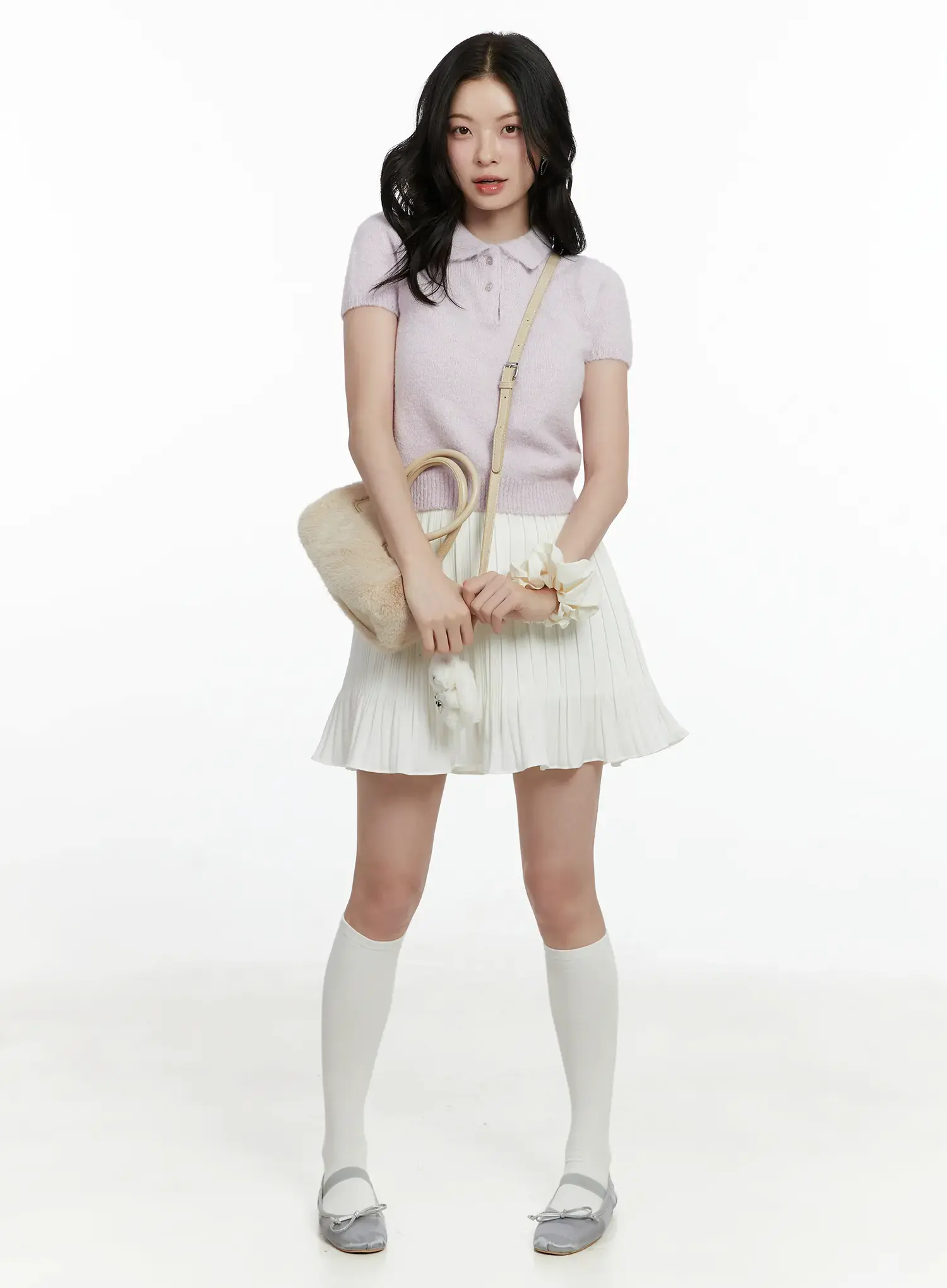 Short Sleeve Collar Knit Top F502 - Image 3