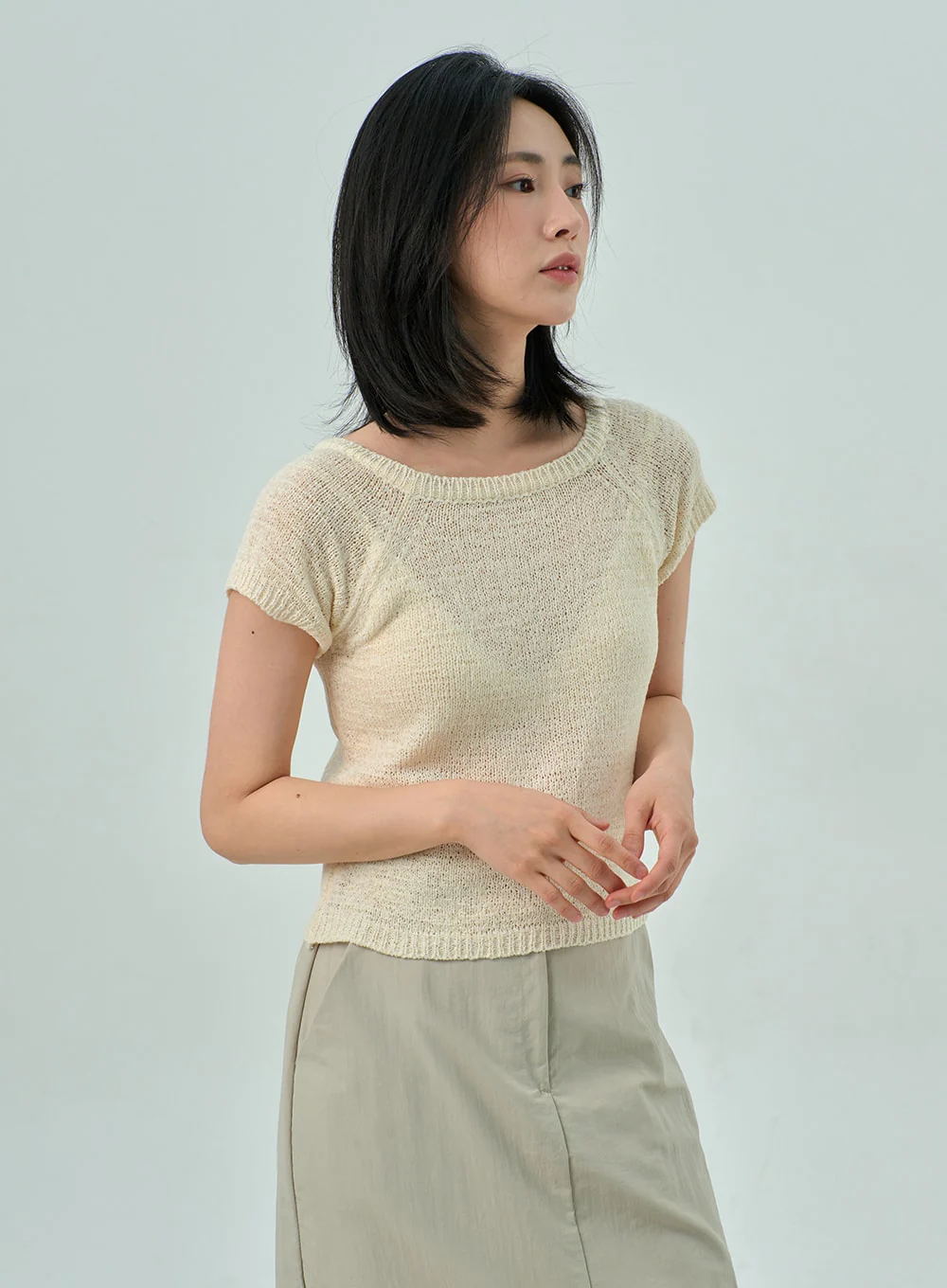 Short Sleeve Mesh Sweater OY310 - Image 7