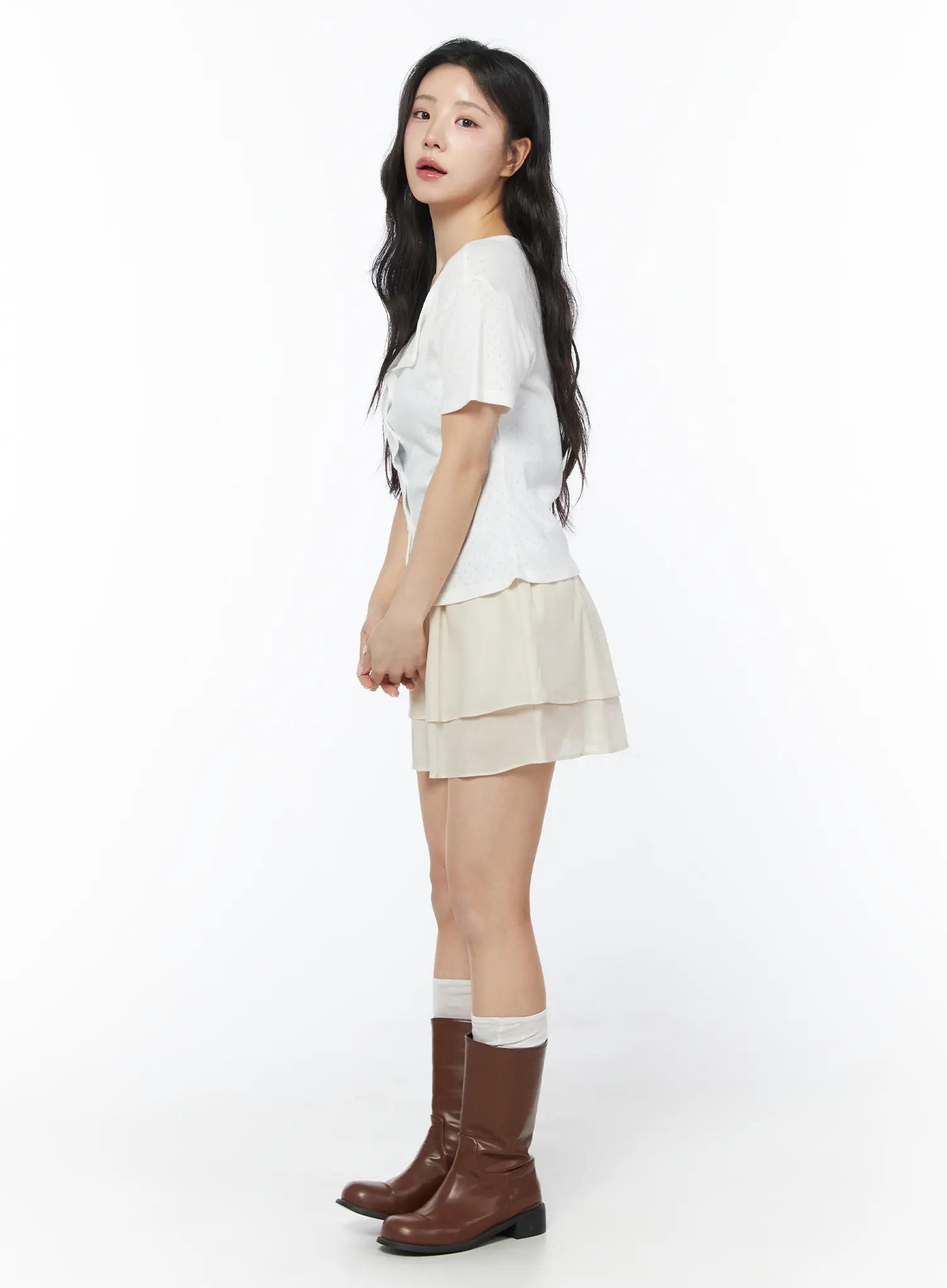 Short Sleeve Pointelle Cardigan CY522 - Image 4