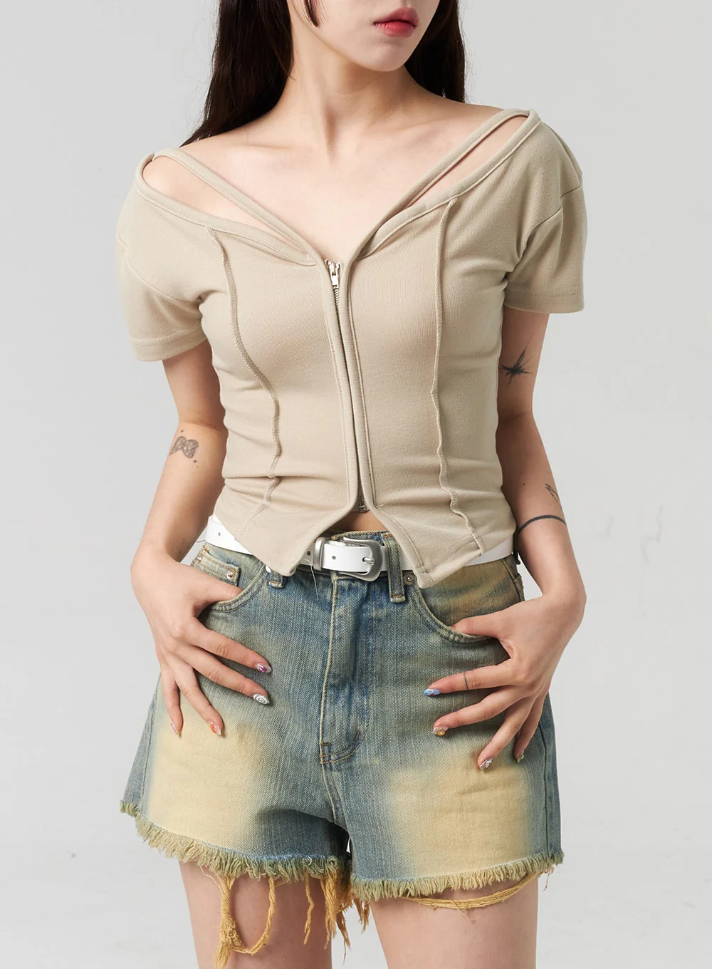 Short Sleeve Zip-Up CL314 - Image 2