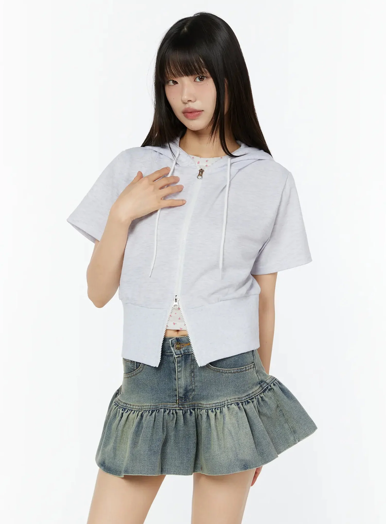 Short Sleeve Zip-Up Hoodie CU515 - Image 12