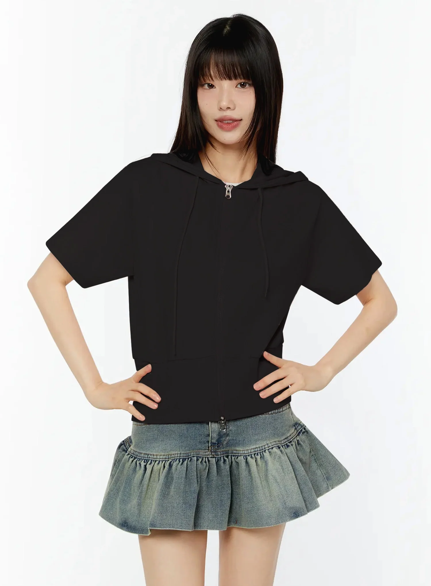 Short Sleeve Zip-Up Hoodie CU515 - Image 14