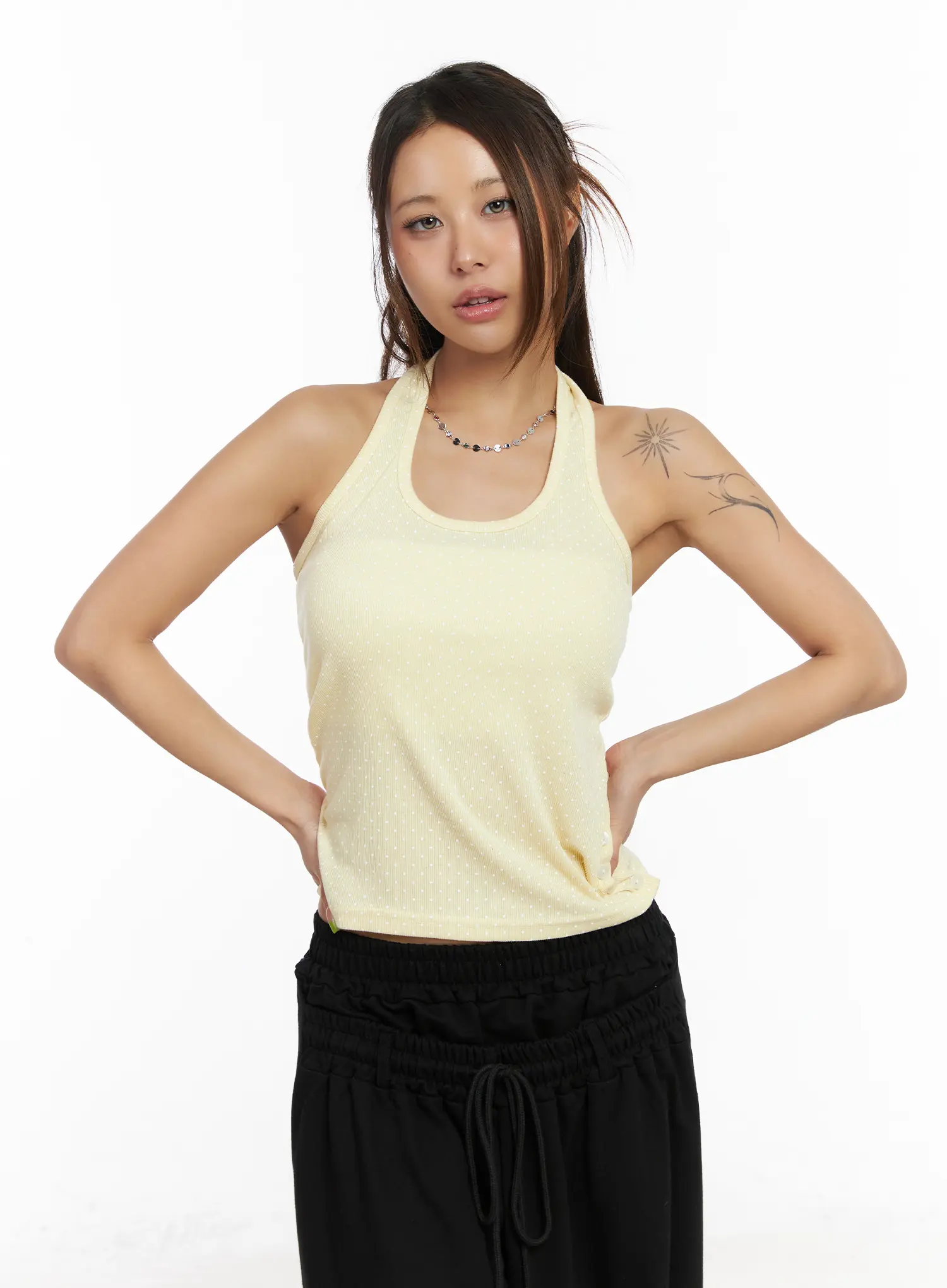 Side Button Polka Dot Halter Top CM525 - Image 9