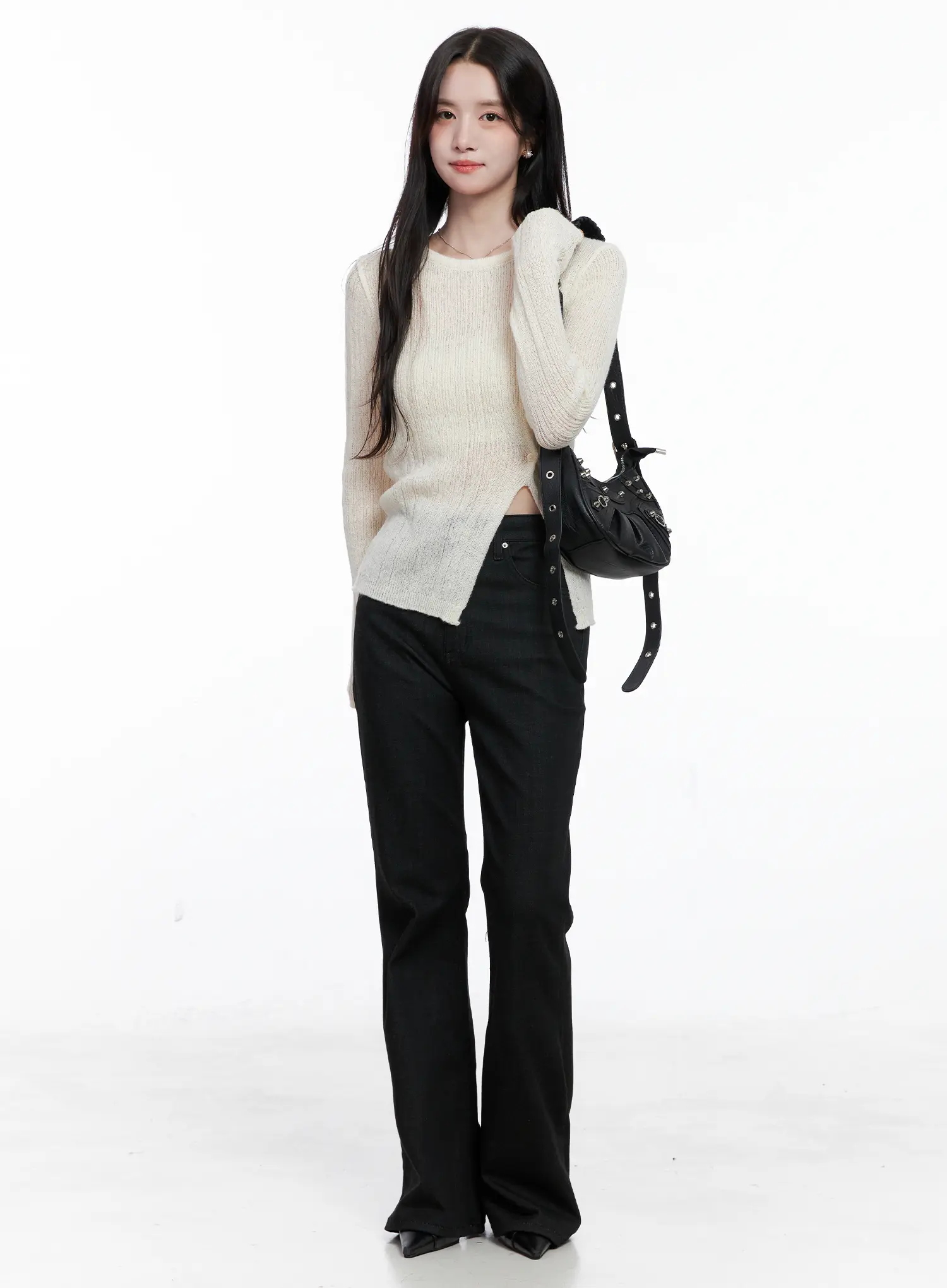 Side Cut Slim Long Sleeve top CS523 - Image 2