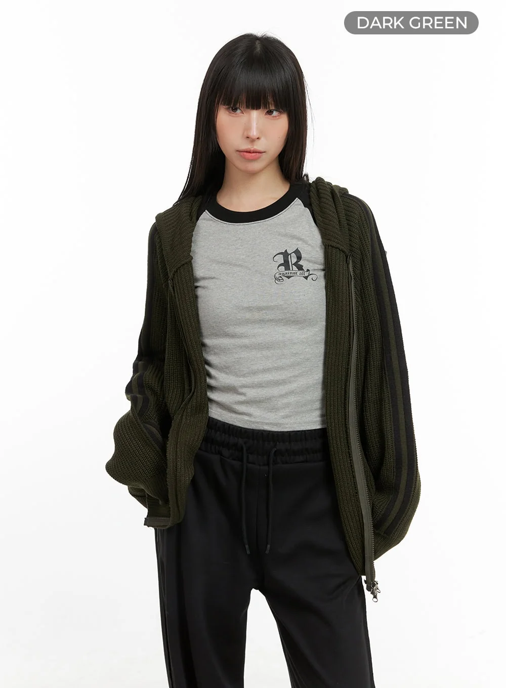Side Stripe Knit Sweater Jacket CG420 - Image 9