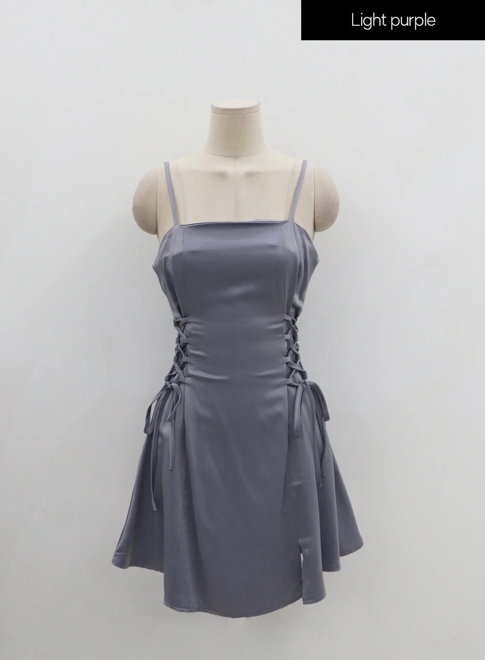 Silky Satin Cross Waist Tie Thin Strap Mini Dress IO27 - Image 11