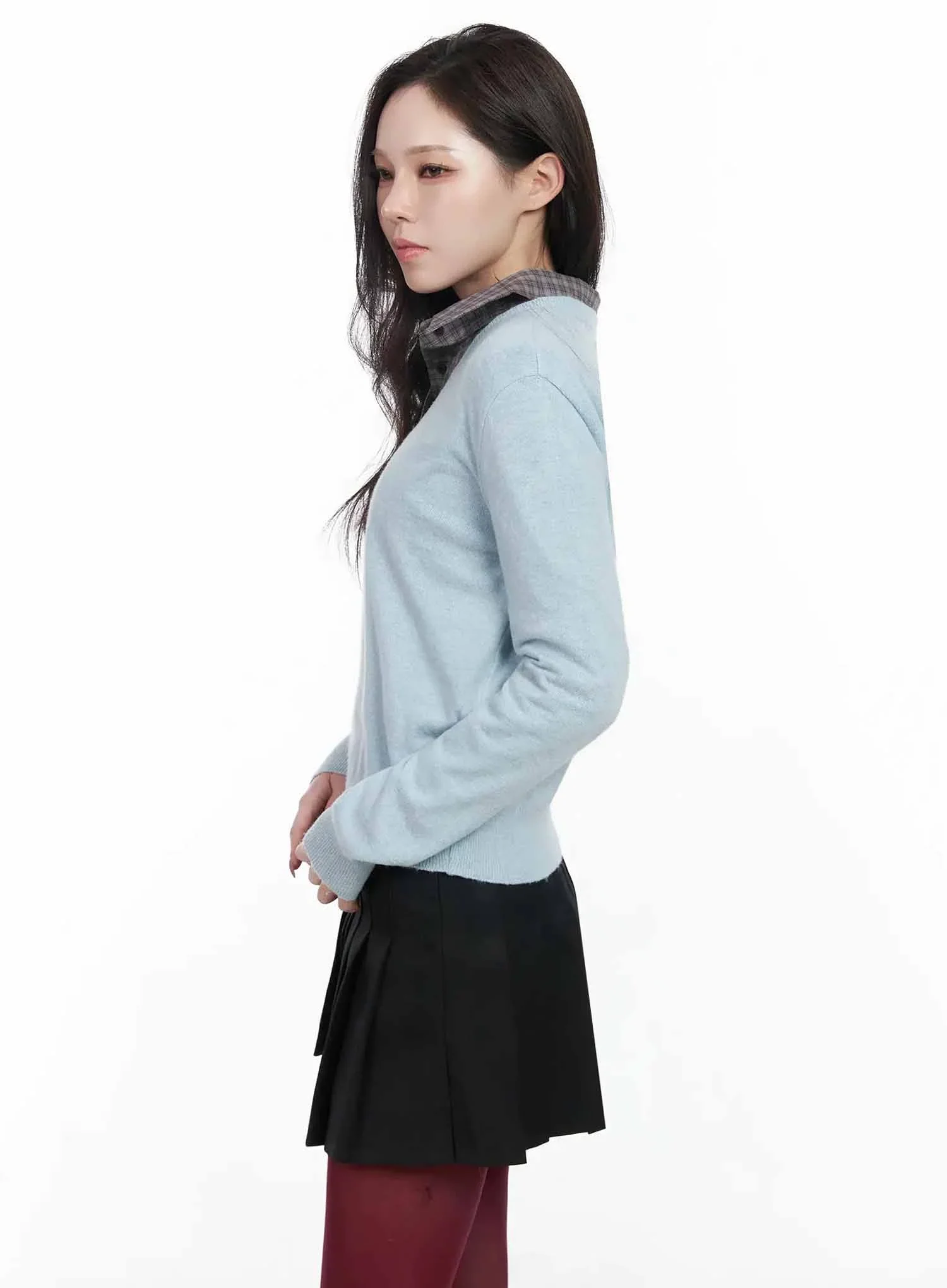 Simple Cashmere V-Neck Knit IJ528 - Image 8