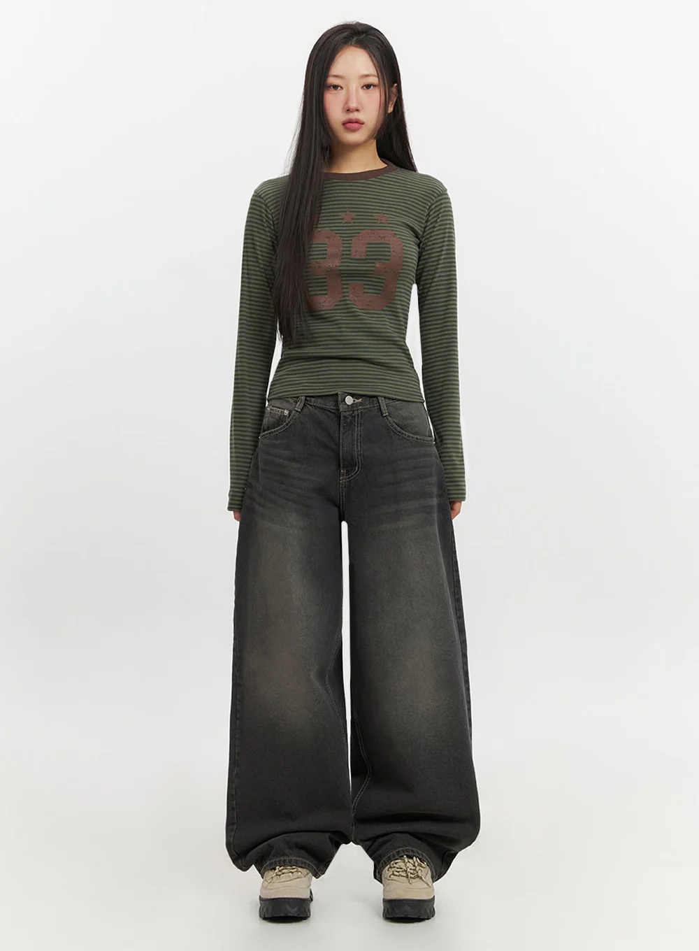 Skyla Washed Wide-Leg Baggy Jeans IF511 - Image 5