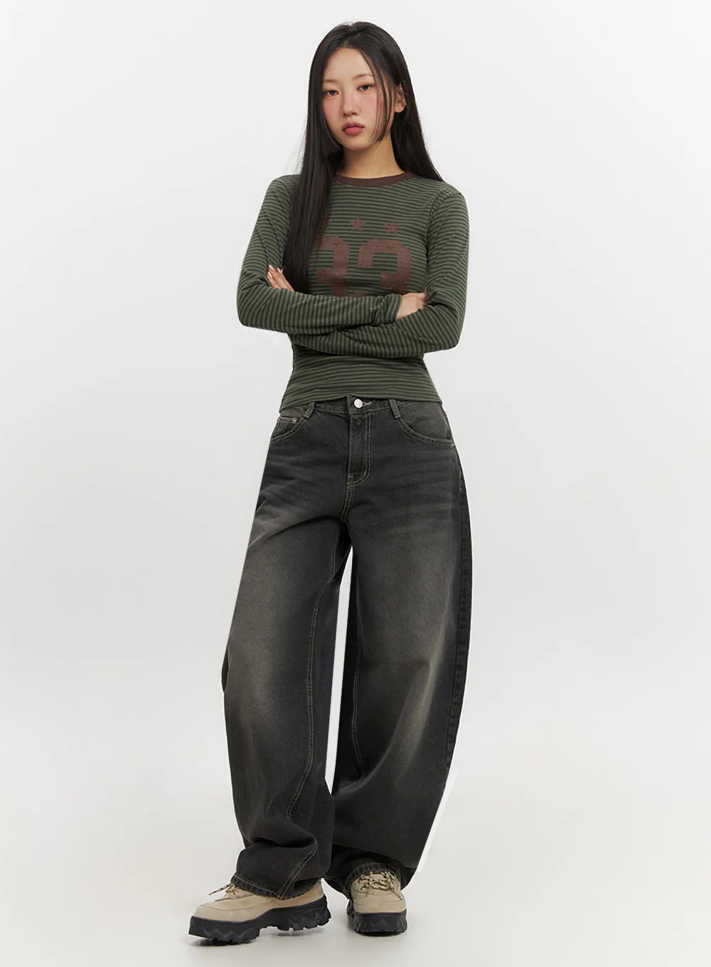 Skyla Washed Wide-Leg Baggy Jeans IF511 - Image 6