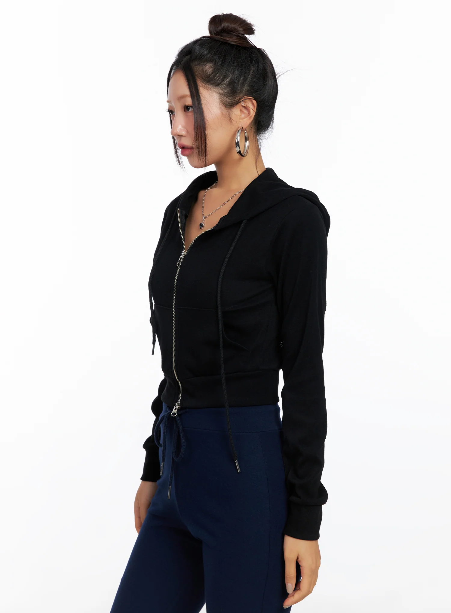 Slim Fit Cropped Zip-Up Hoodie CO515 - Image 10