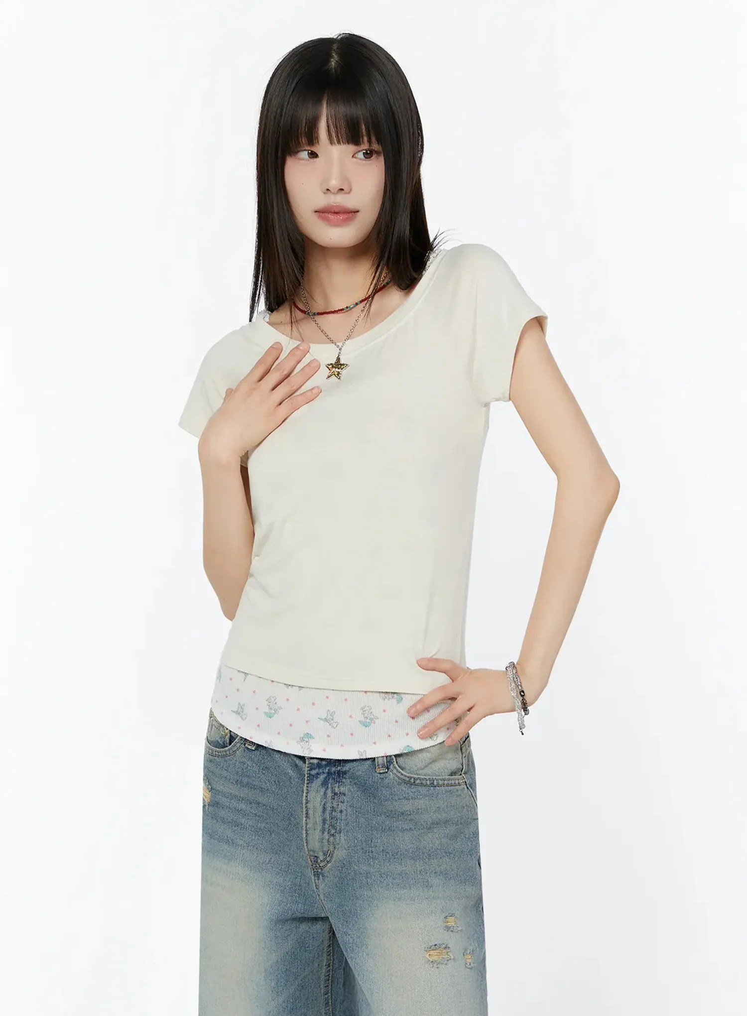 Slim Fit Essential Short Sleeve Top IU518 - Image 6