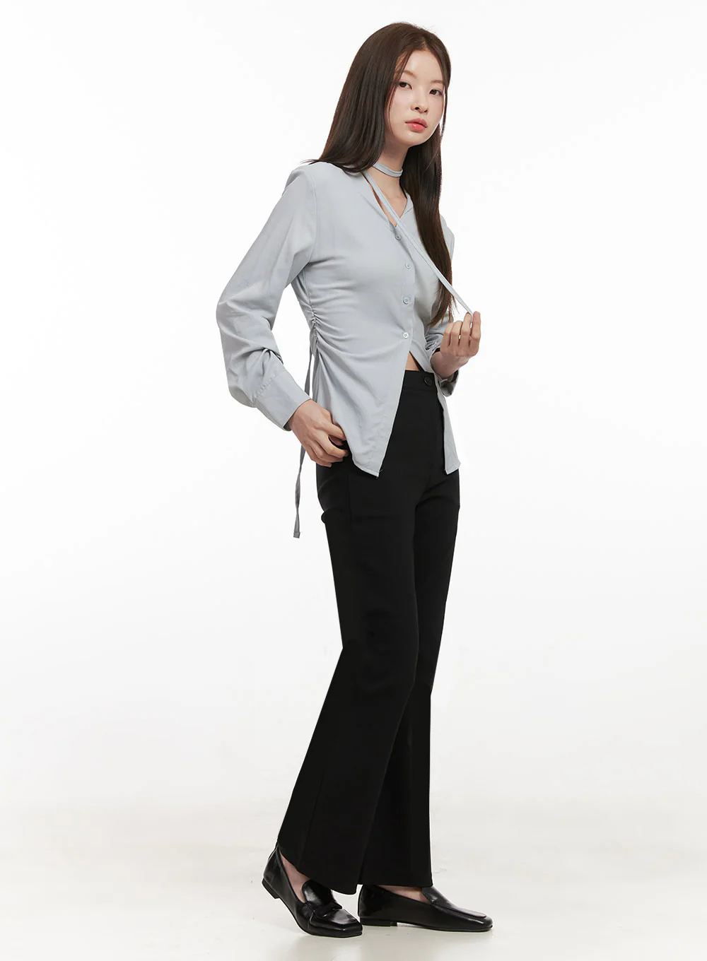 Slim-Fit Flared Slacks IF505 - Image 9