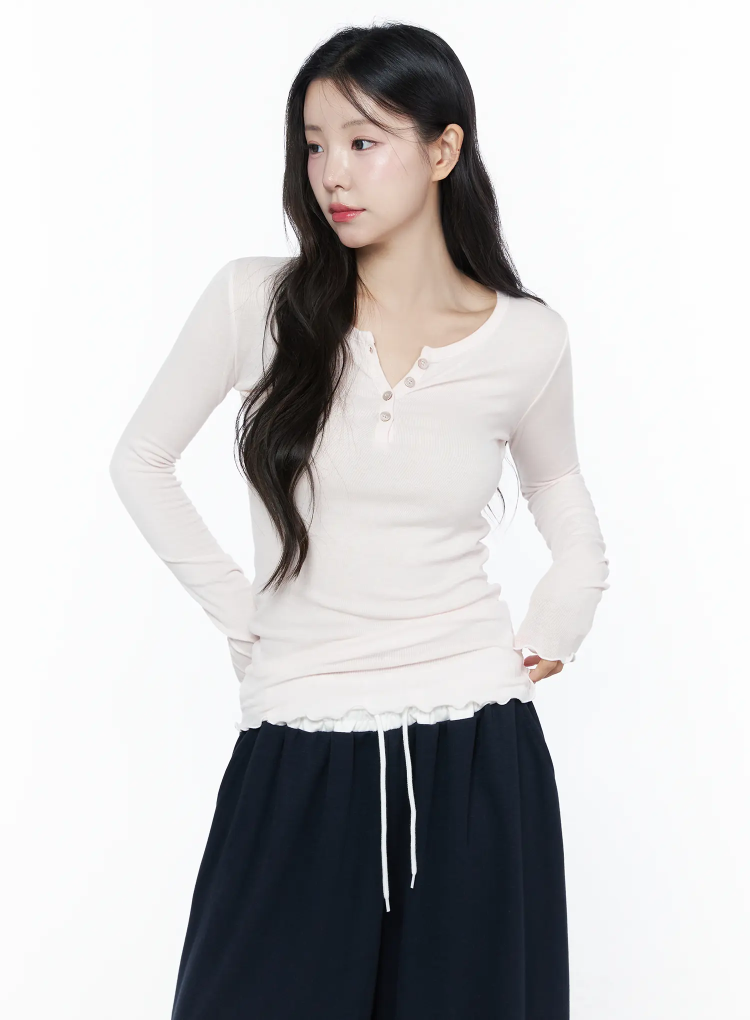 Slim-Fit Henly Neck Long Sleeve Tee IU525 - Image 10