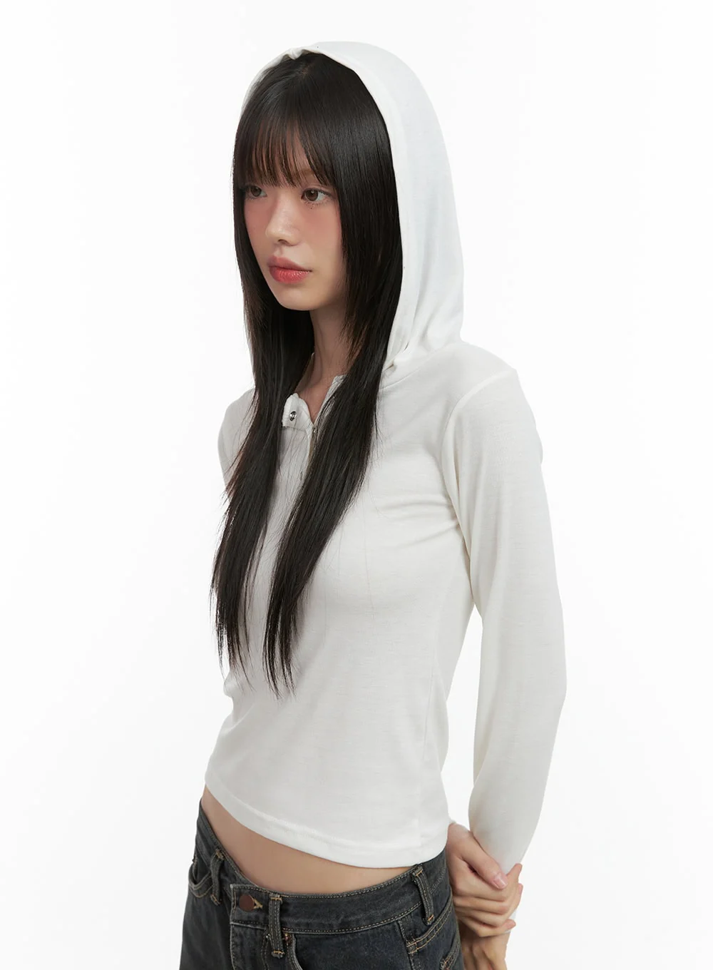 Slim Fit Hooded Long Sleeve Top CO410 - Image 3
