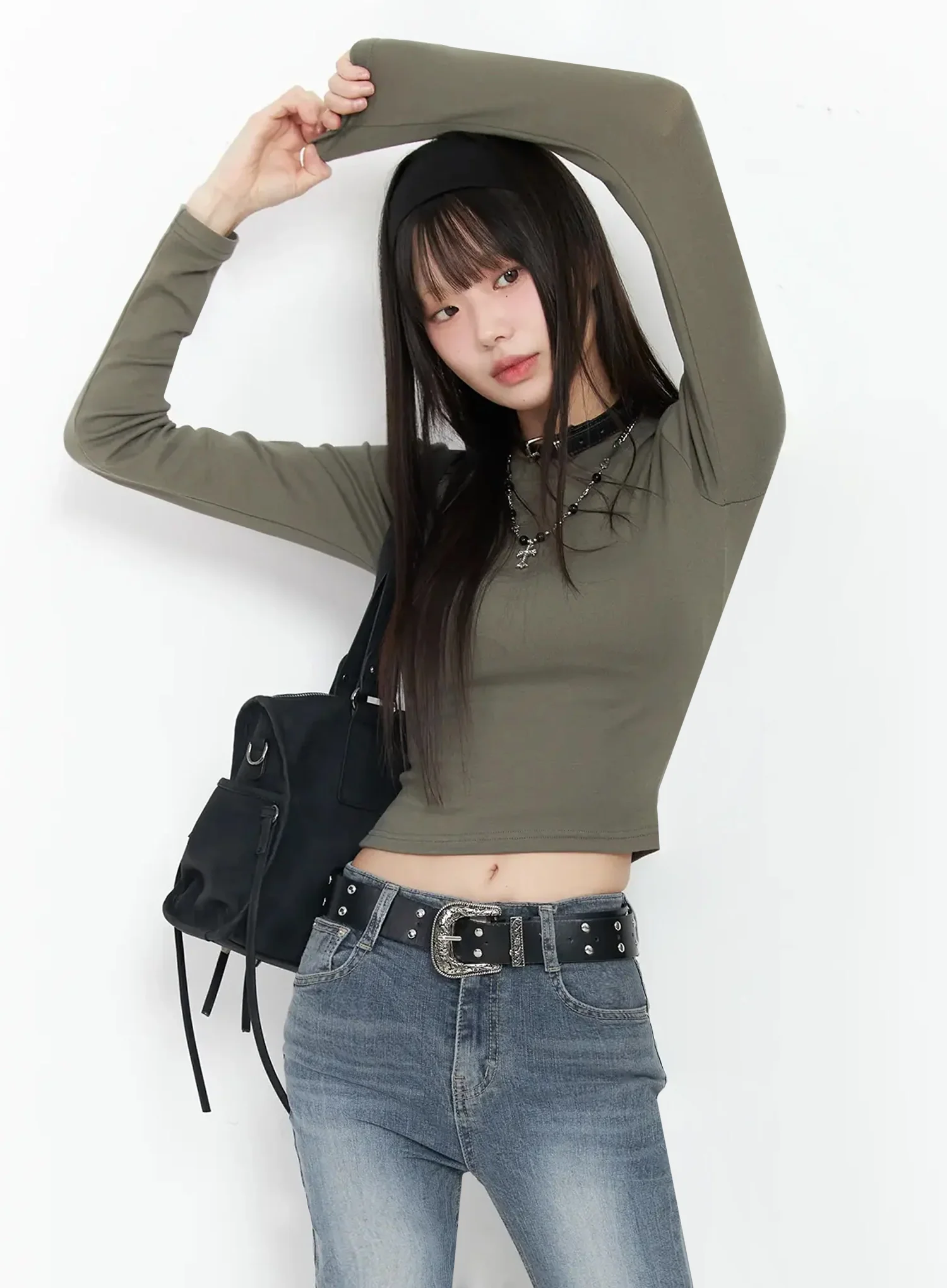 Slim Fit Long Sleeve Crop Top IM523