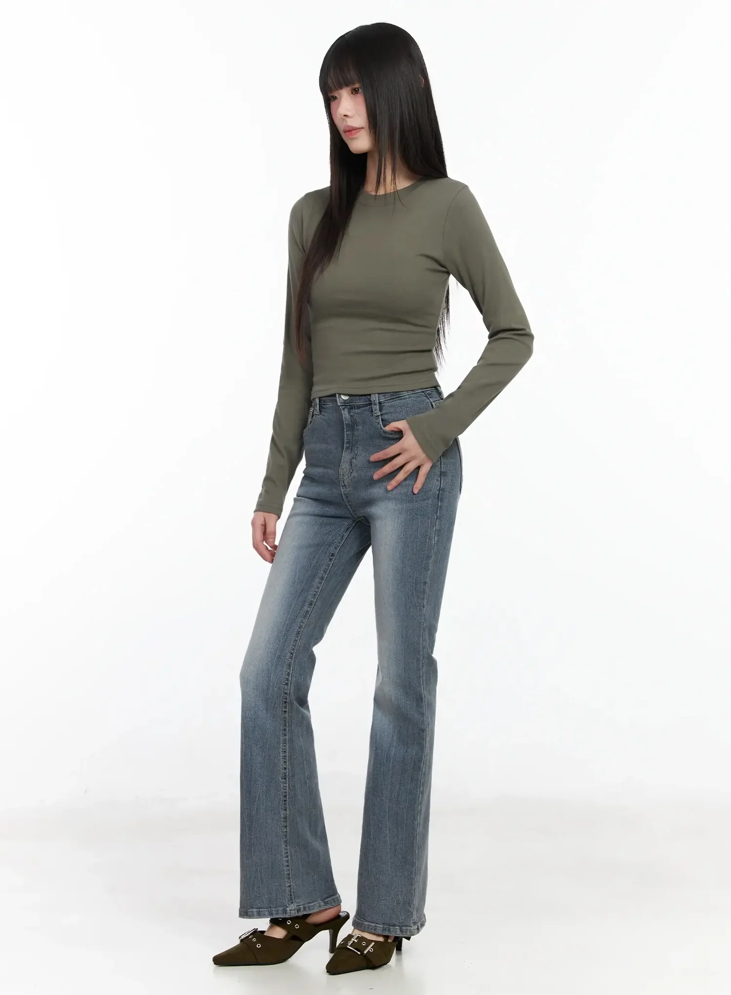 Slim Fit Long Sleeve Crop Top IM523 - Image 6