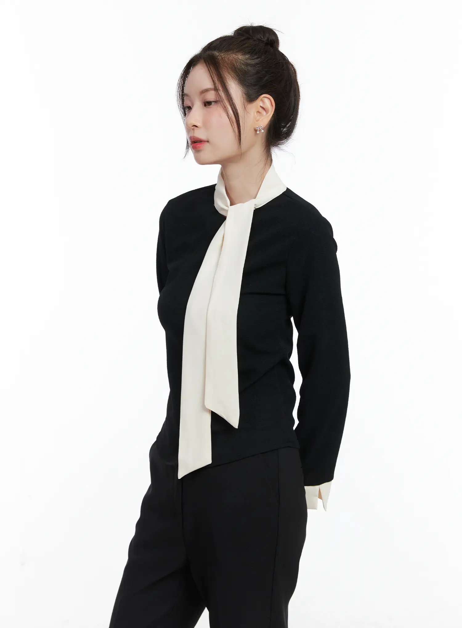 Slim-Fit Long Sleeve Scarf Blouse CN519 - Image 6