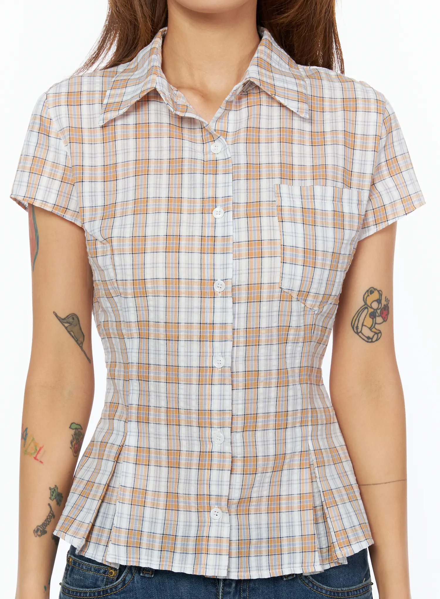 Slim Fit Plaid Blouse CU517 - Image 5