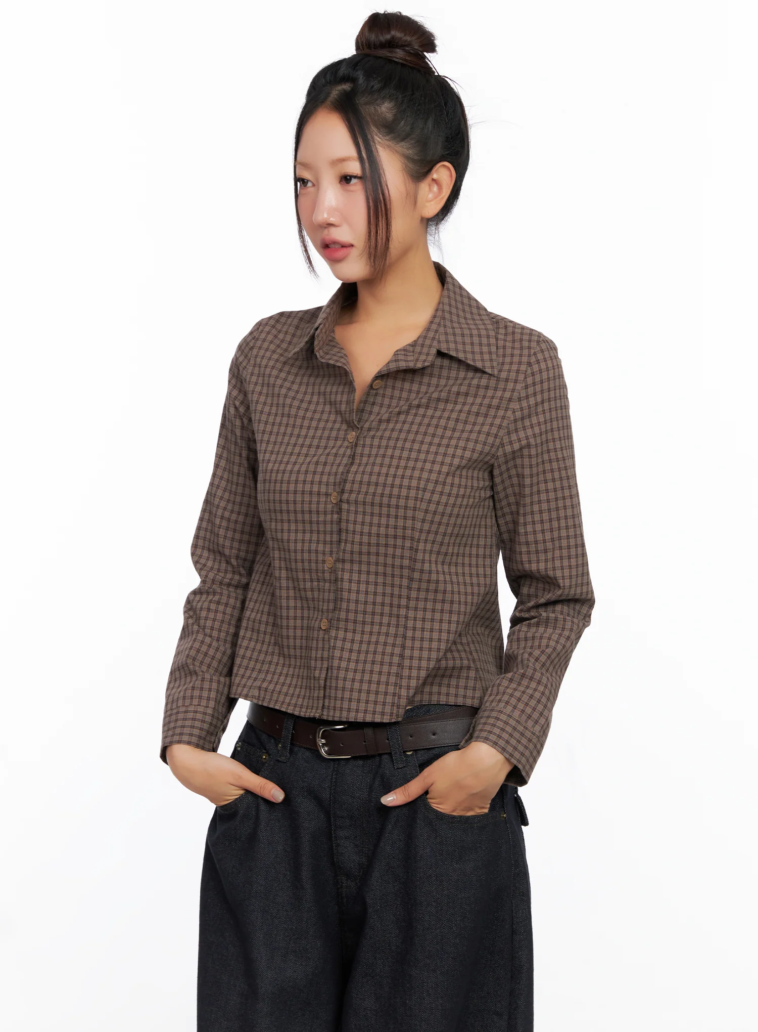 Slim Fit Plaid Long Sleeve Shirt CO515 - Image 4