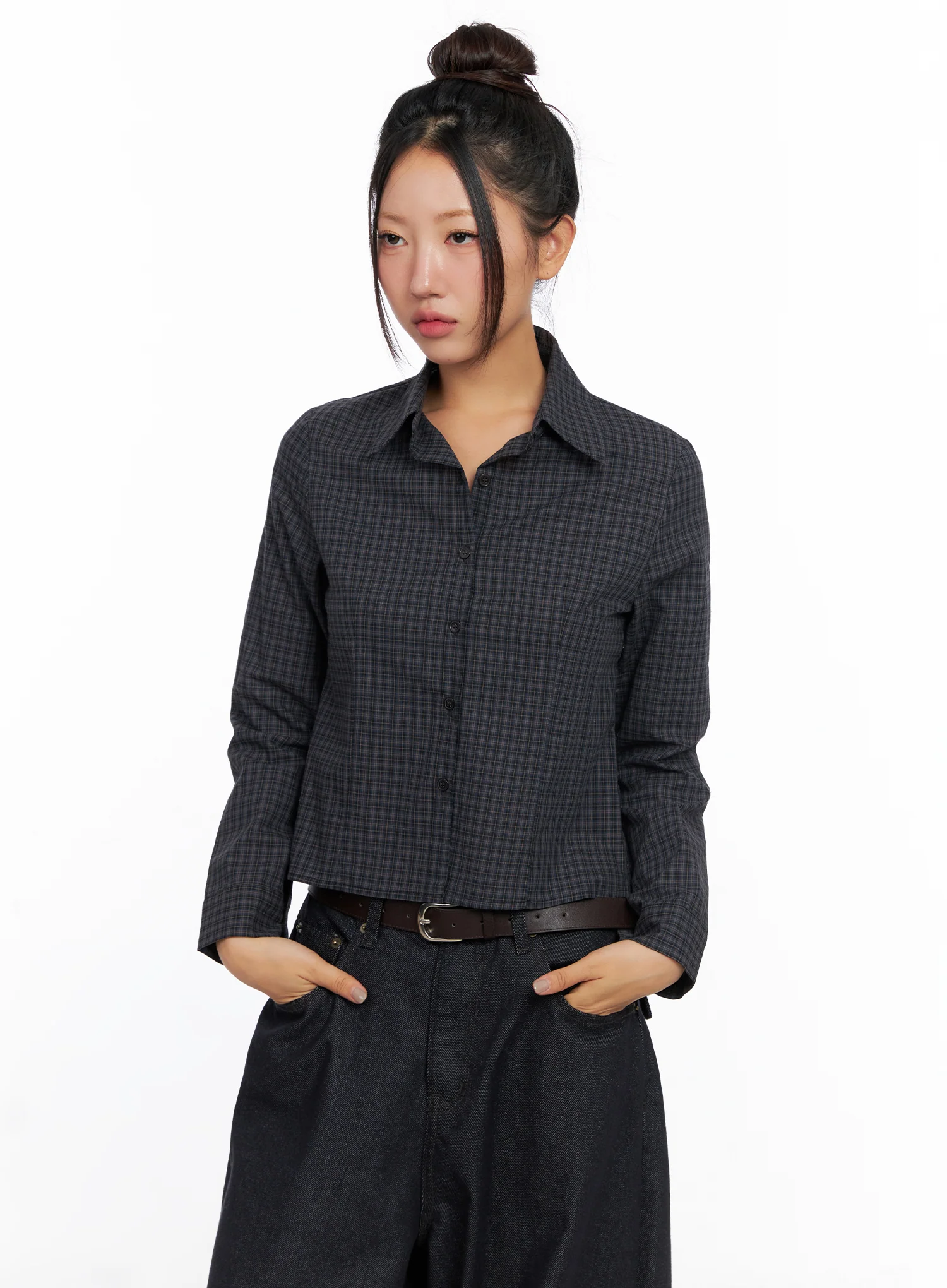 Slim Fit Plaid Long Sleeve Shirt CO515 - Image 7