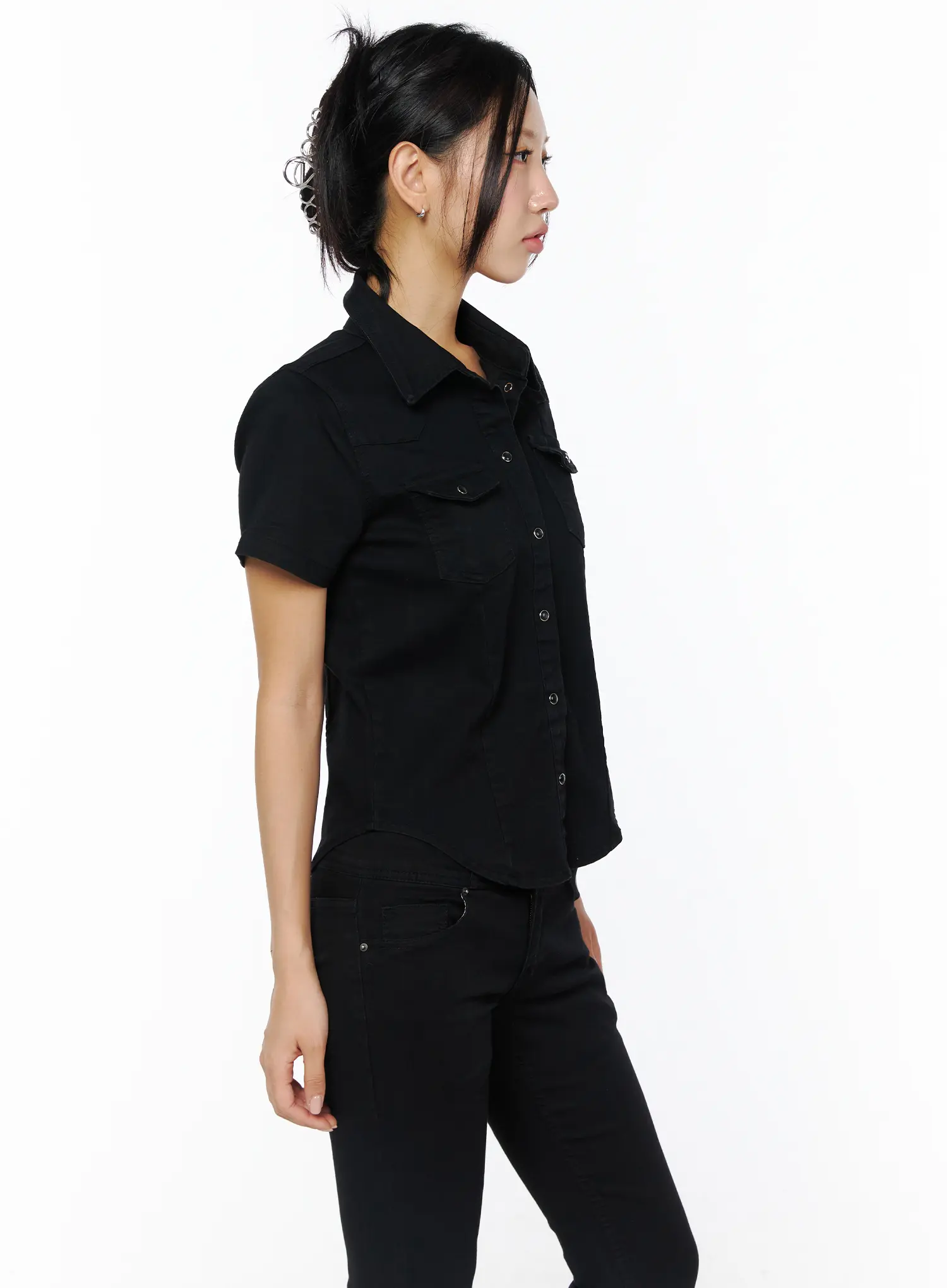 Slim Fit Short Sleeve Button-Up CU512 - Image 5