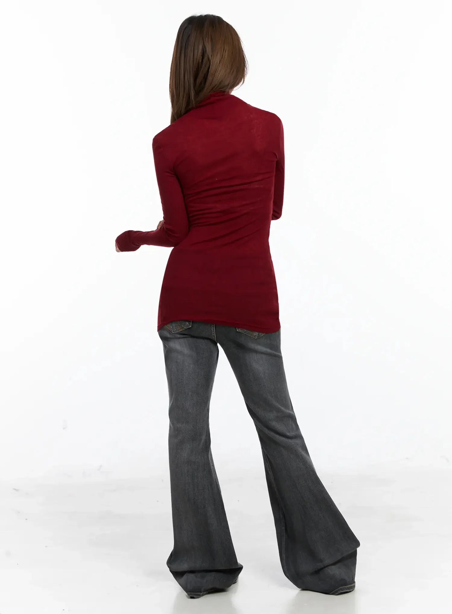 Slim Fit Thumbhole Turtleneck Top ID503 - Image 11