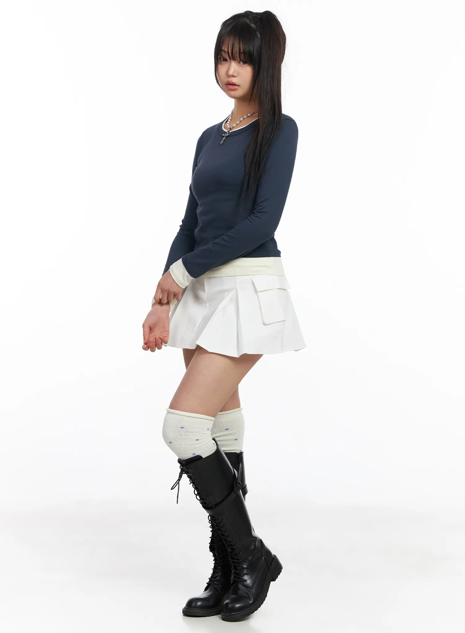Slim-Fit Two-Tone Long Sleeve Top CF506 - Image 7
